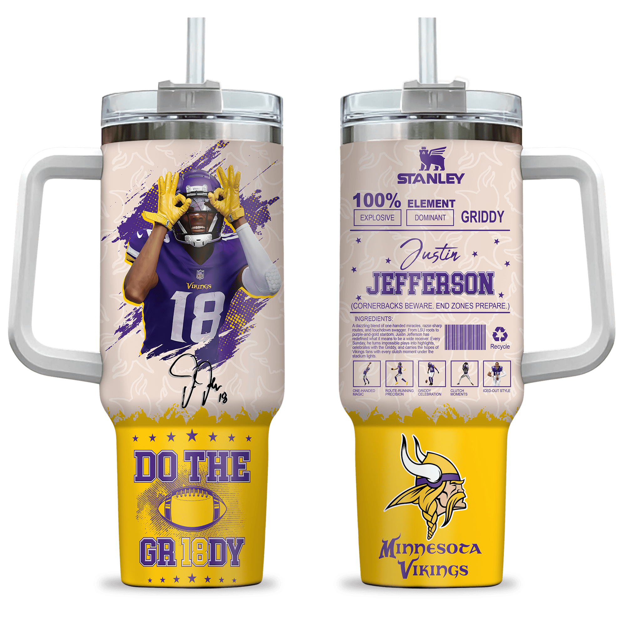 Minnesota Vikings NFL Custom Stanley Cup 40 oz 30 oz Tumbler With Handle