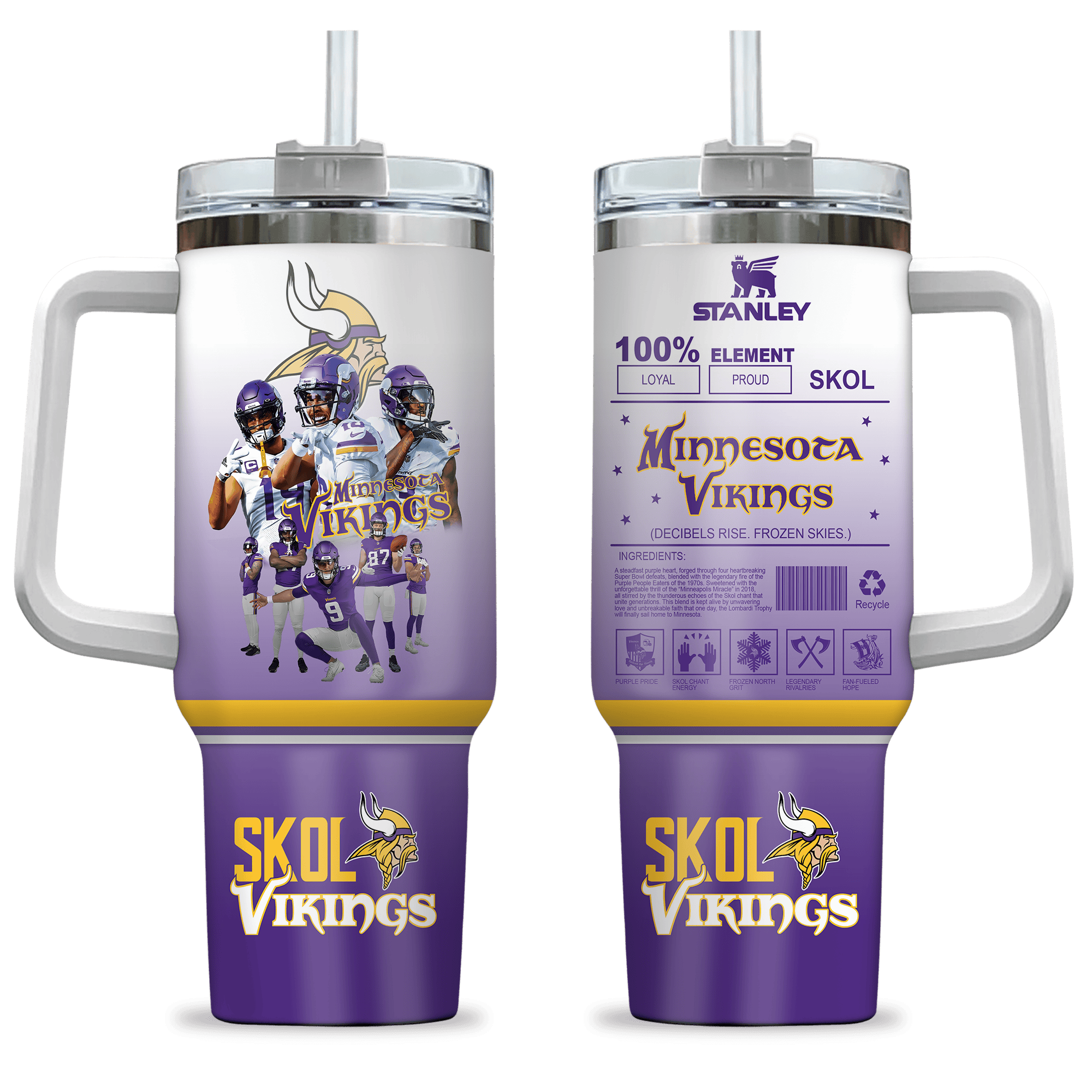 Minnesota Vikings NFL Custom Stanley Cup 40 oz 30 oz Tumbler With Handle