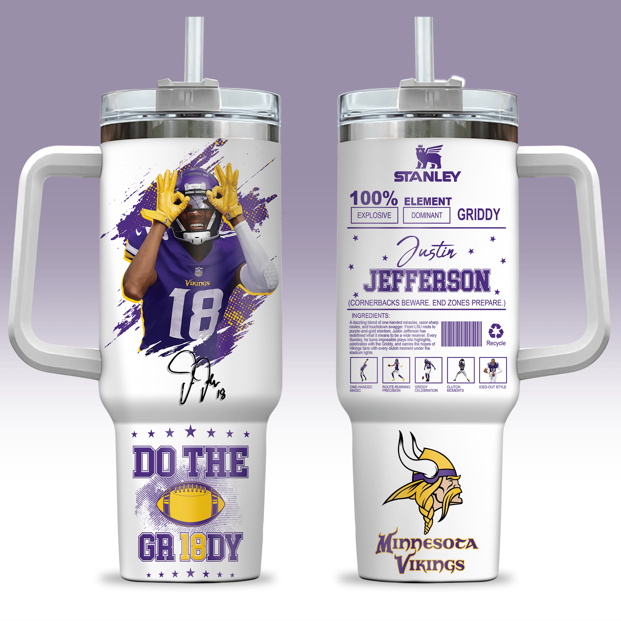 Minnesota Vikings NFL Custom Stanley Cup 40 oz 30 oz Tumbler With Handle