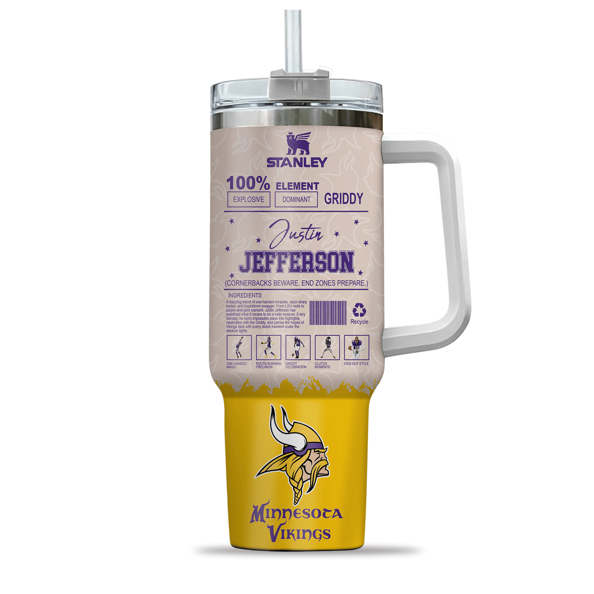 Minnesota Vikings NFL Custom Stanley Cup 40 oz 30 oz Tumbler With Handle