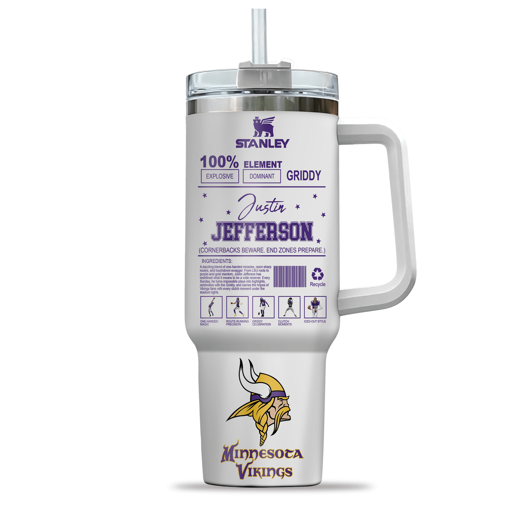 Minnesota Vikings NFL Custom Stanley Cup 40 oz 30 oz Tumbler With Handle