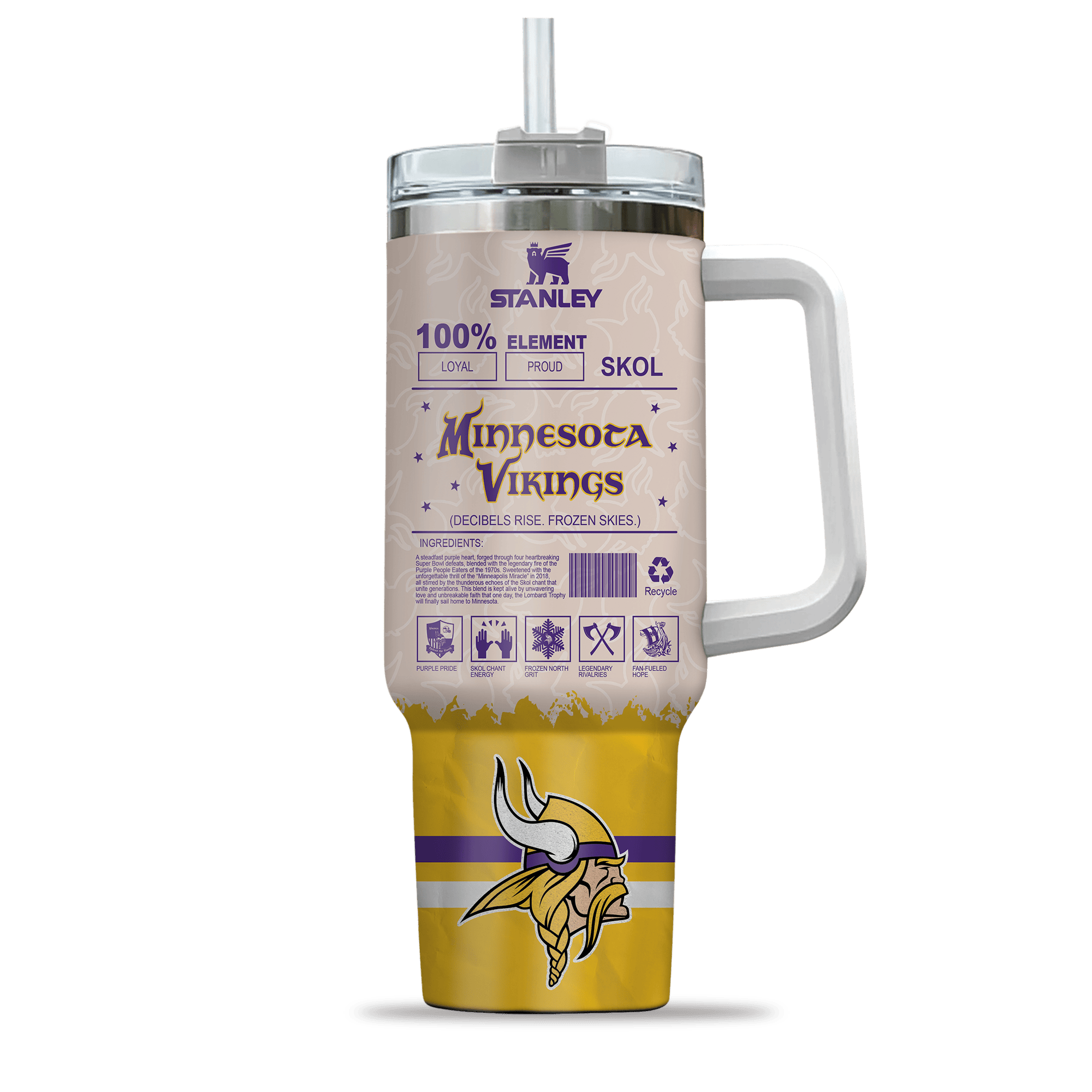 Minnesota Vikings NFL Custom Stanley Cup 40 oz 30 oz Tumbler With Handle