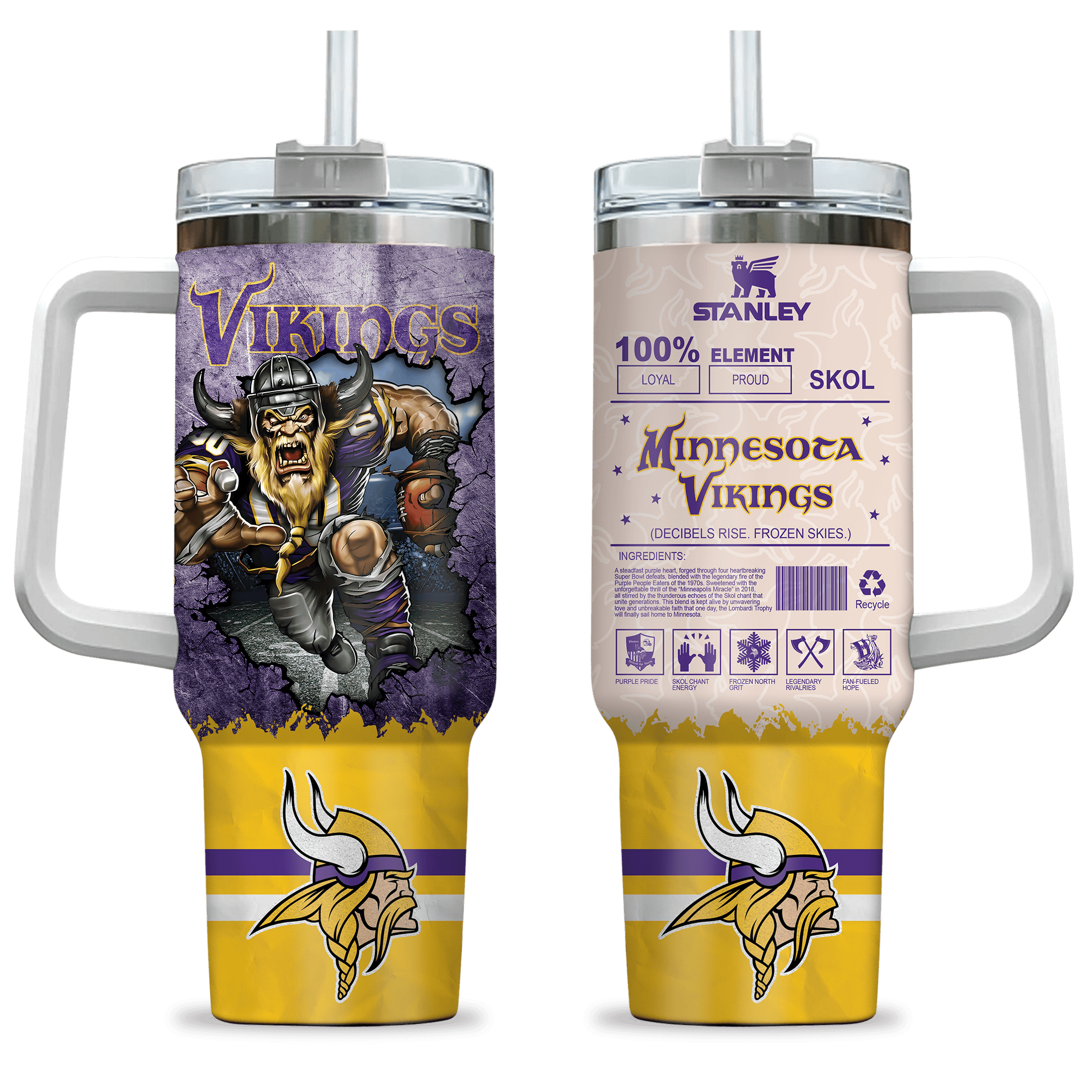 Minnesota Vikings NFL Custom Stanley Cup 40 oz 30 oz Tumbler With Handle