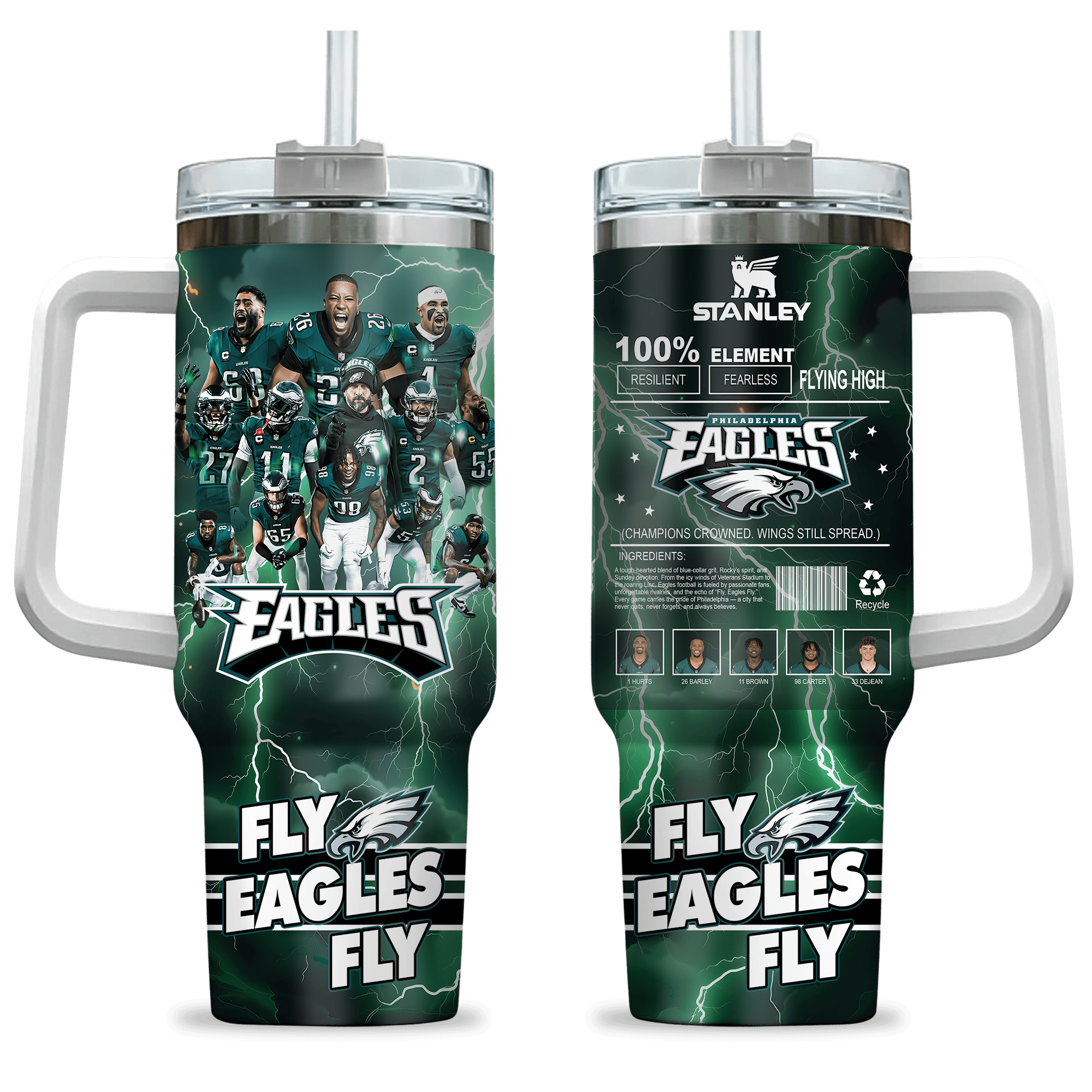 Philadelphia Eagles NFL Custom Stanley Cup 40 oz 30 oz Tumbler With Handle