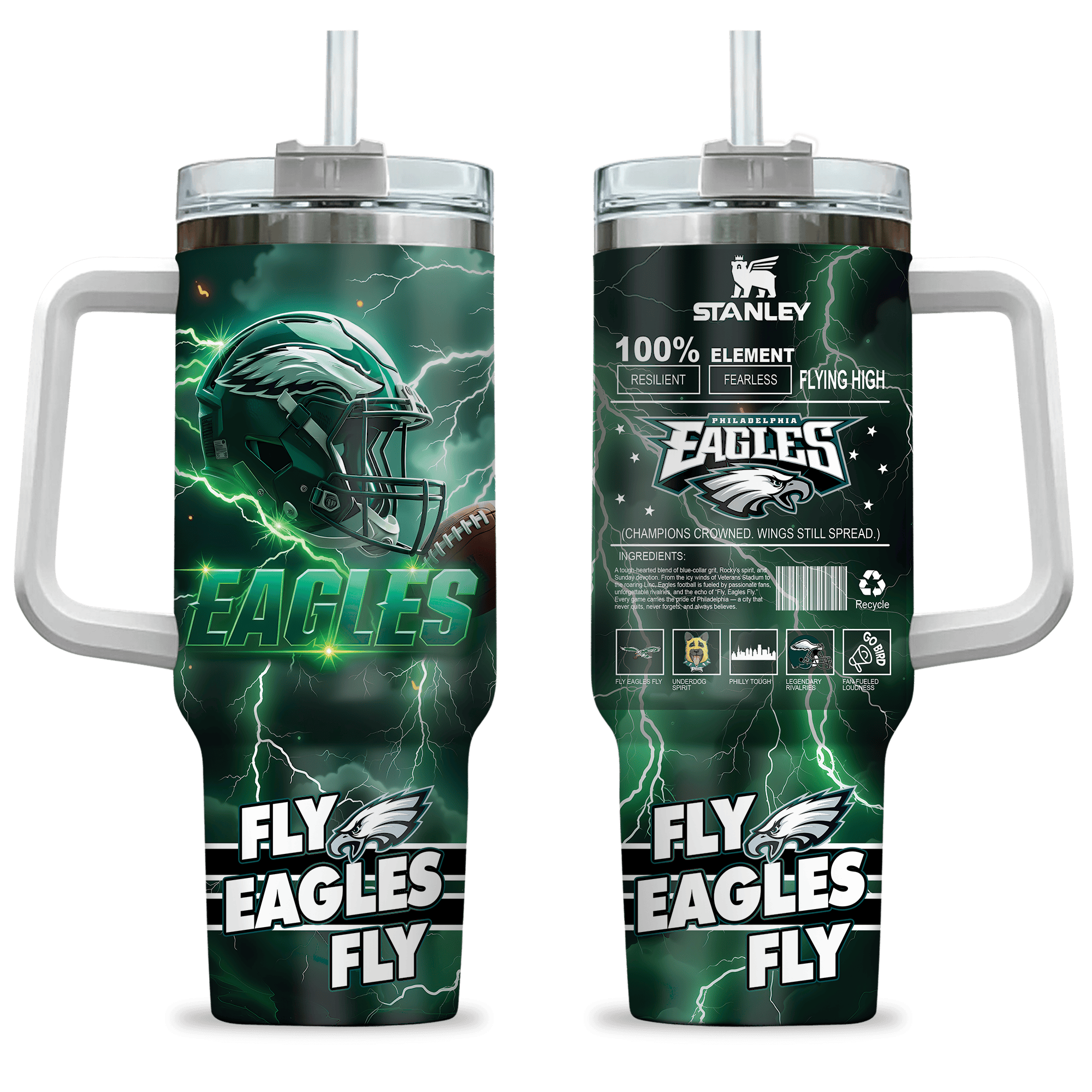 Philadelphia Eagles NFL Custom Stanley Cup 40 oz 30 oz Tumbler With Handle