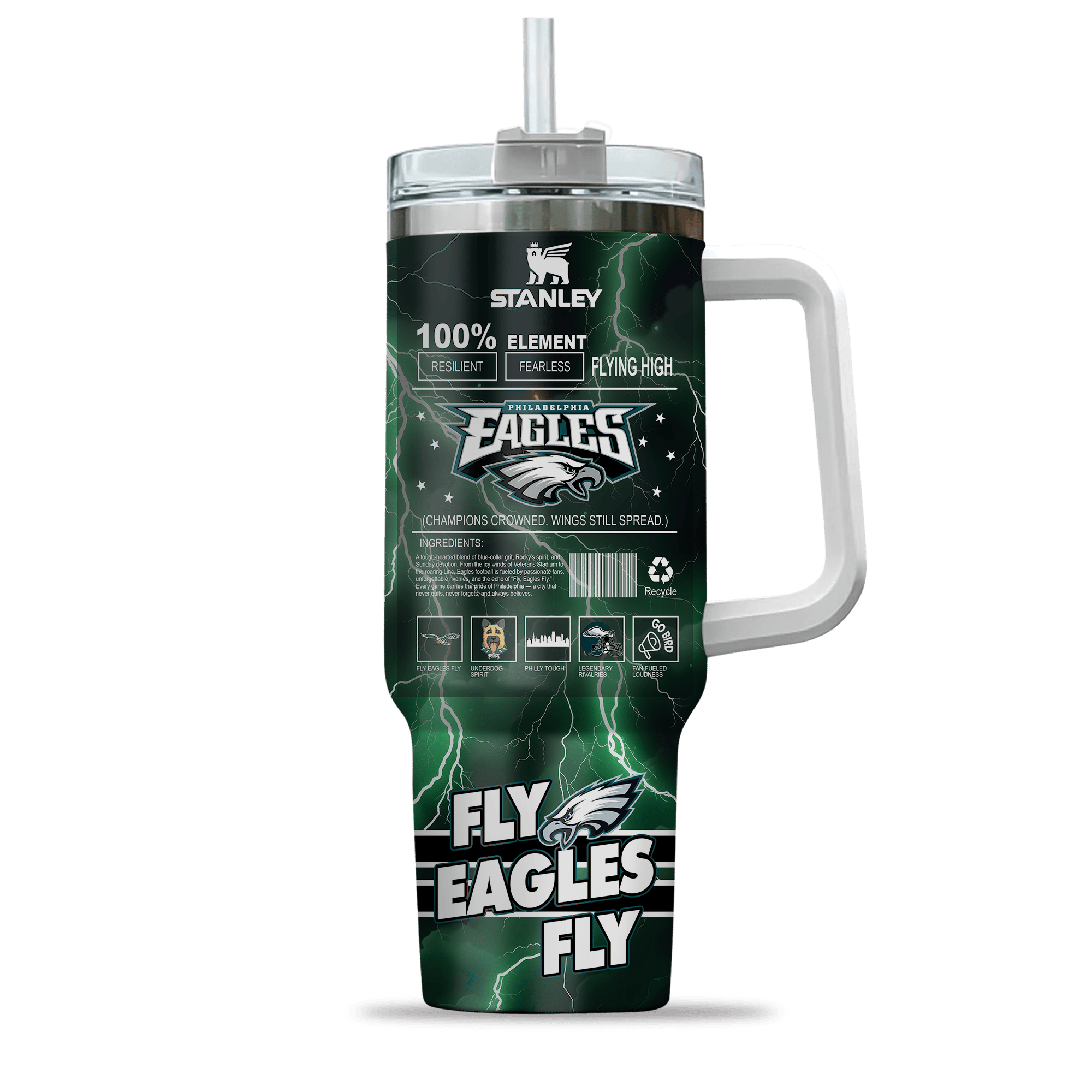 Philadelphia Eagles NFL Custom Stanley Cup 40 oz 30 oz Tumbler With Handle