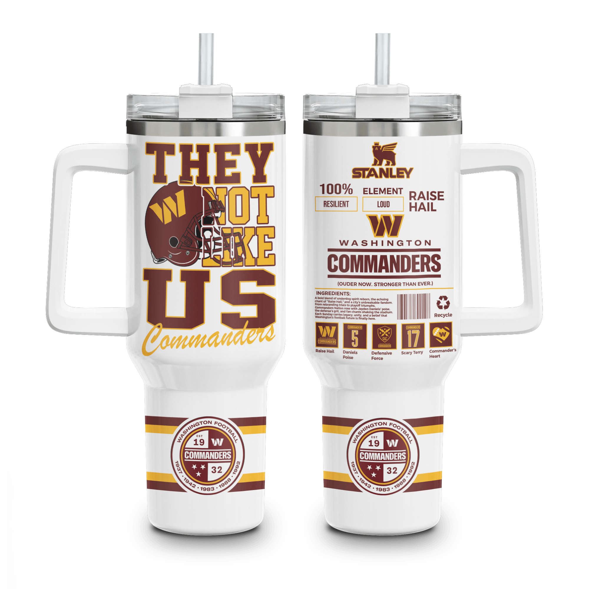 Washington Commanders NFL Custom Stanley Cup 40 oz 30 oz Tumbler With Handle