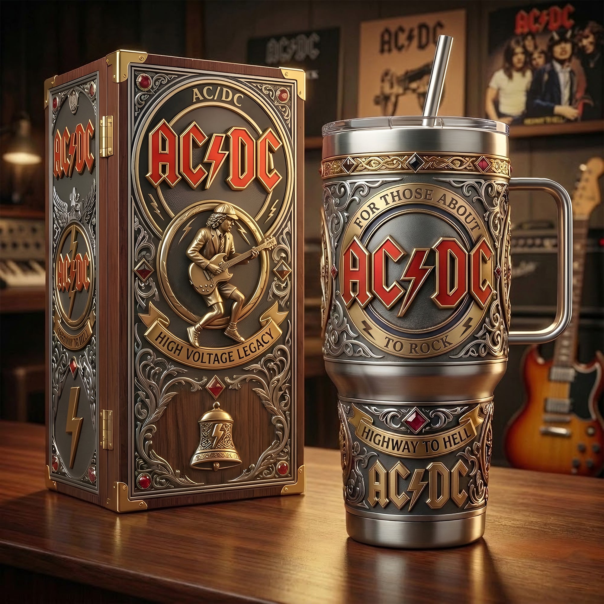 AC/DC Highway To Hell Custom Stanley Cup 40 oz 30 oz Tumbler With Handle