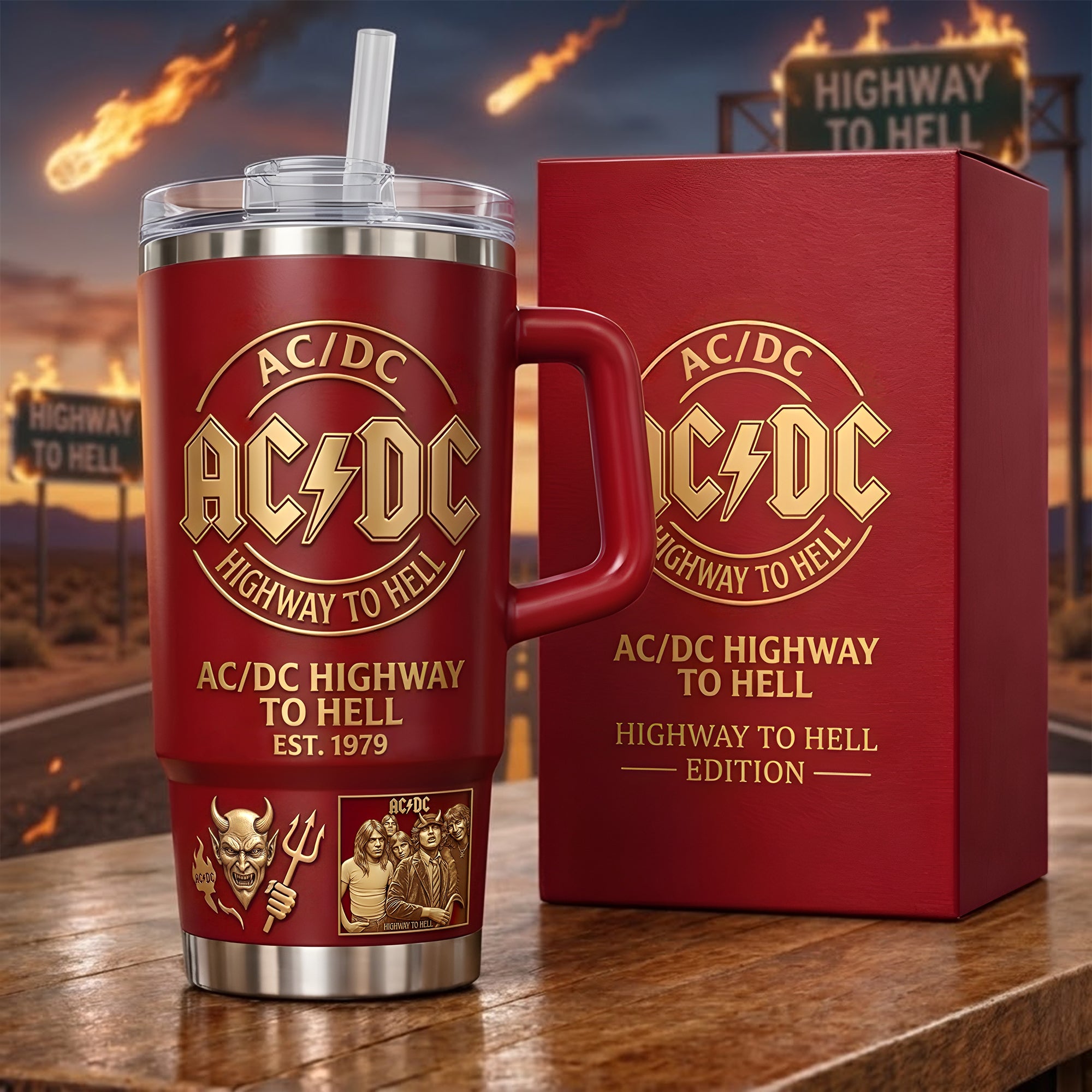 AC/DC Highway To Hell Custom Stanley Cup 40 oz 30 oz Tumbler With Handle
