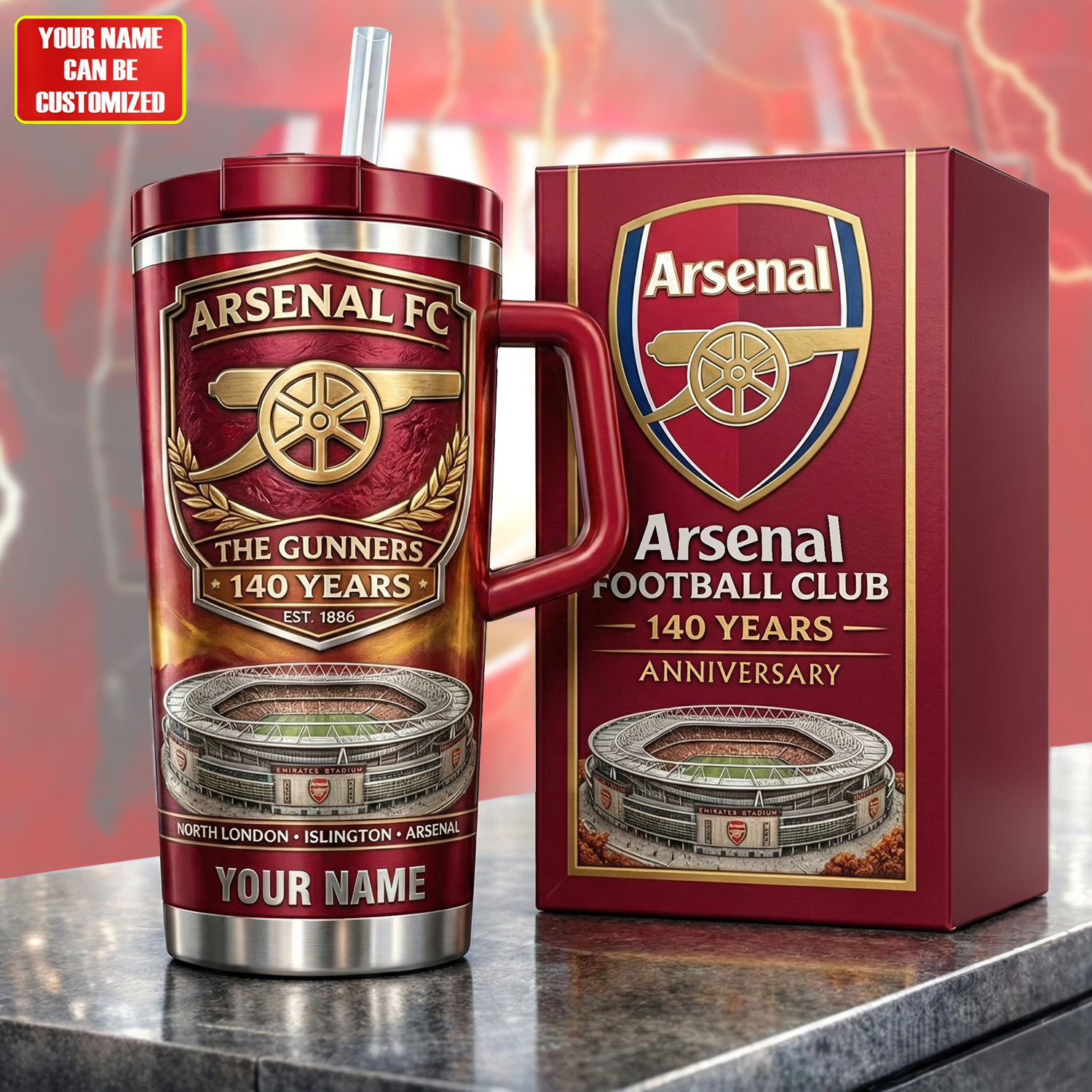 Arsenal FC 2026 Custom Stanley Cup 40 oz 30 oz Tumbler With Handle
