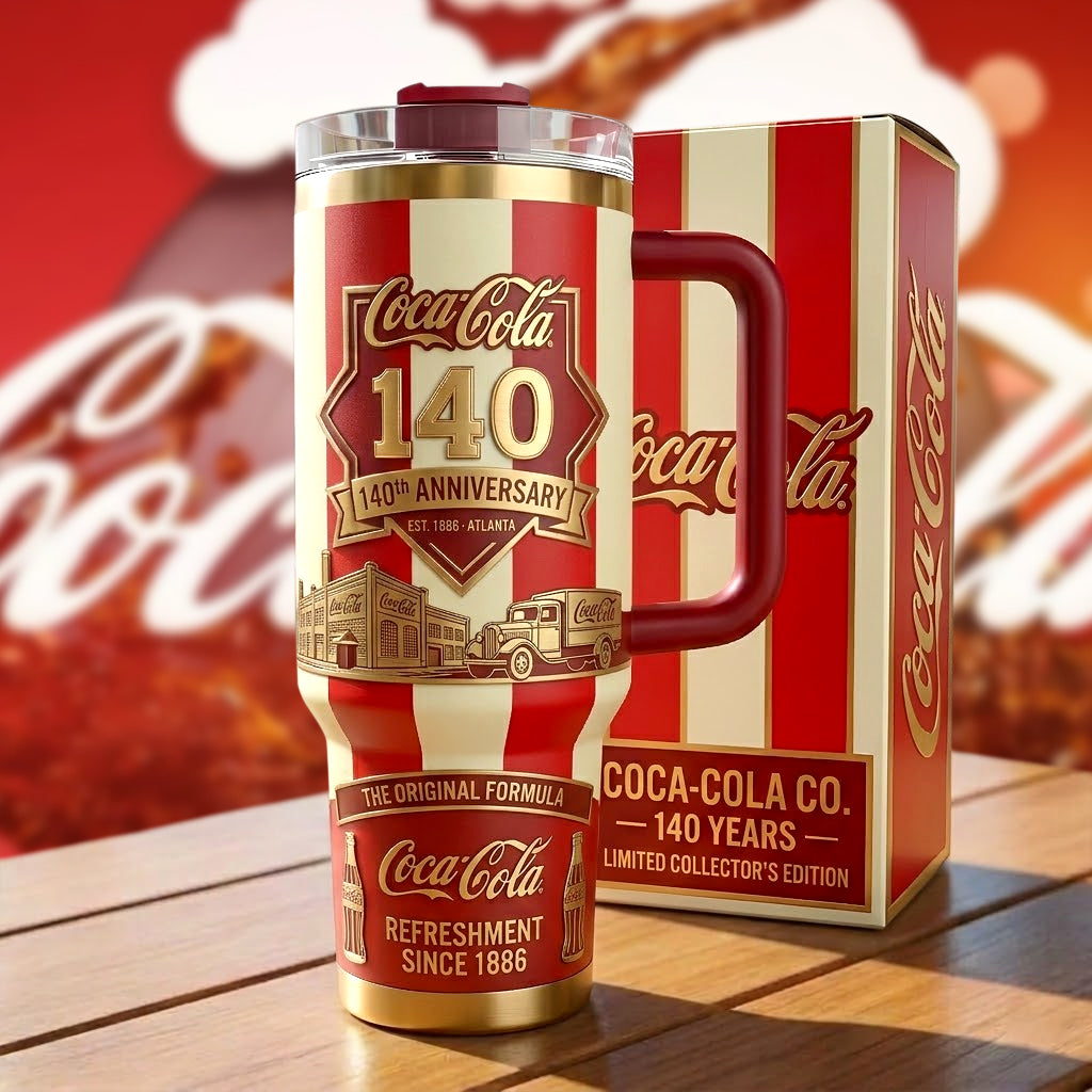 Coca Cola 140TH Anniversary Custom Stanley Cup 40 oz 30 oz Tumbler With Handle