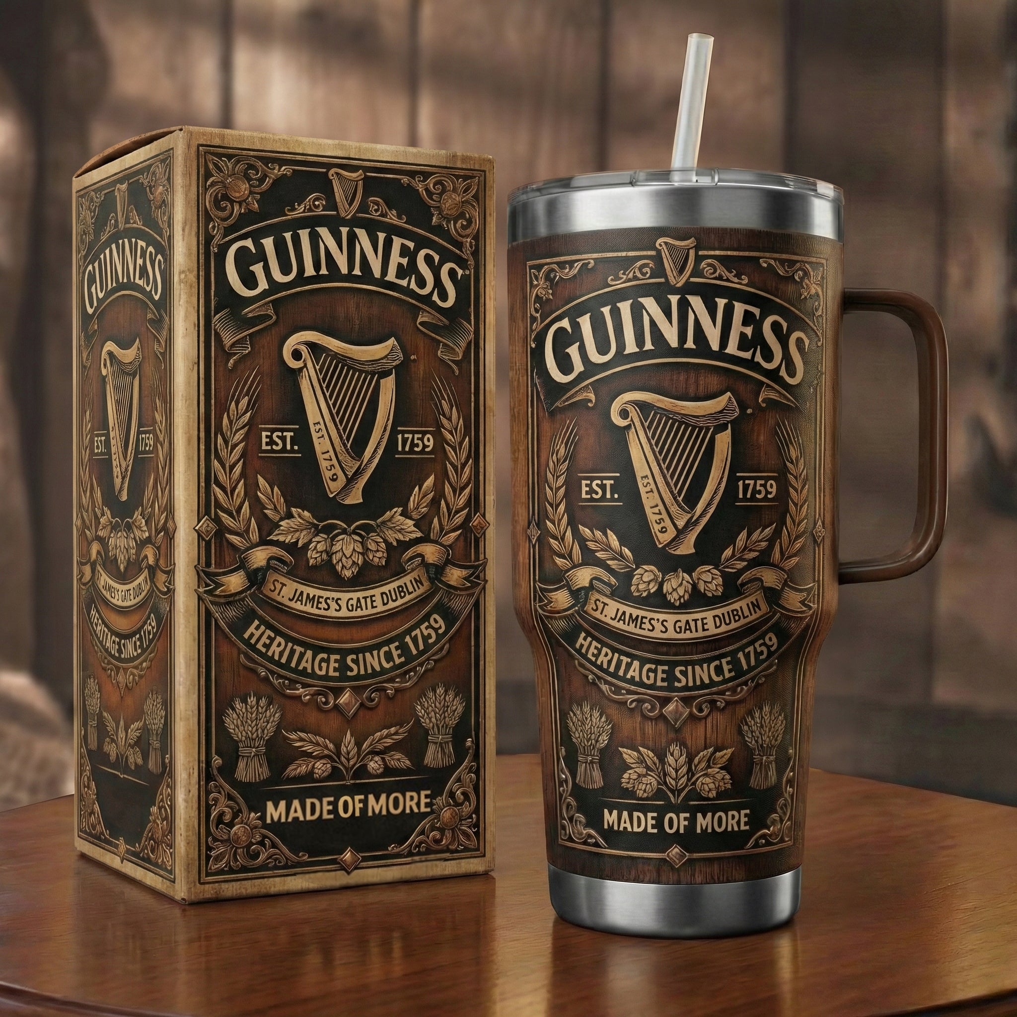 Guinness EST. 1759 Custom Stanley Cup 40 oz 30 oz Tumbler With Handle
