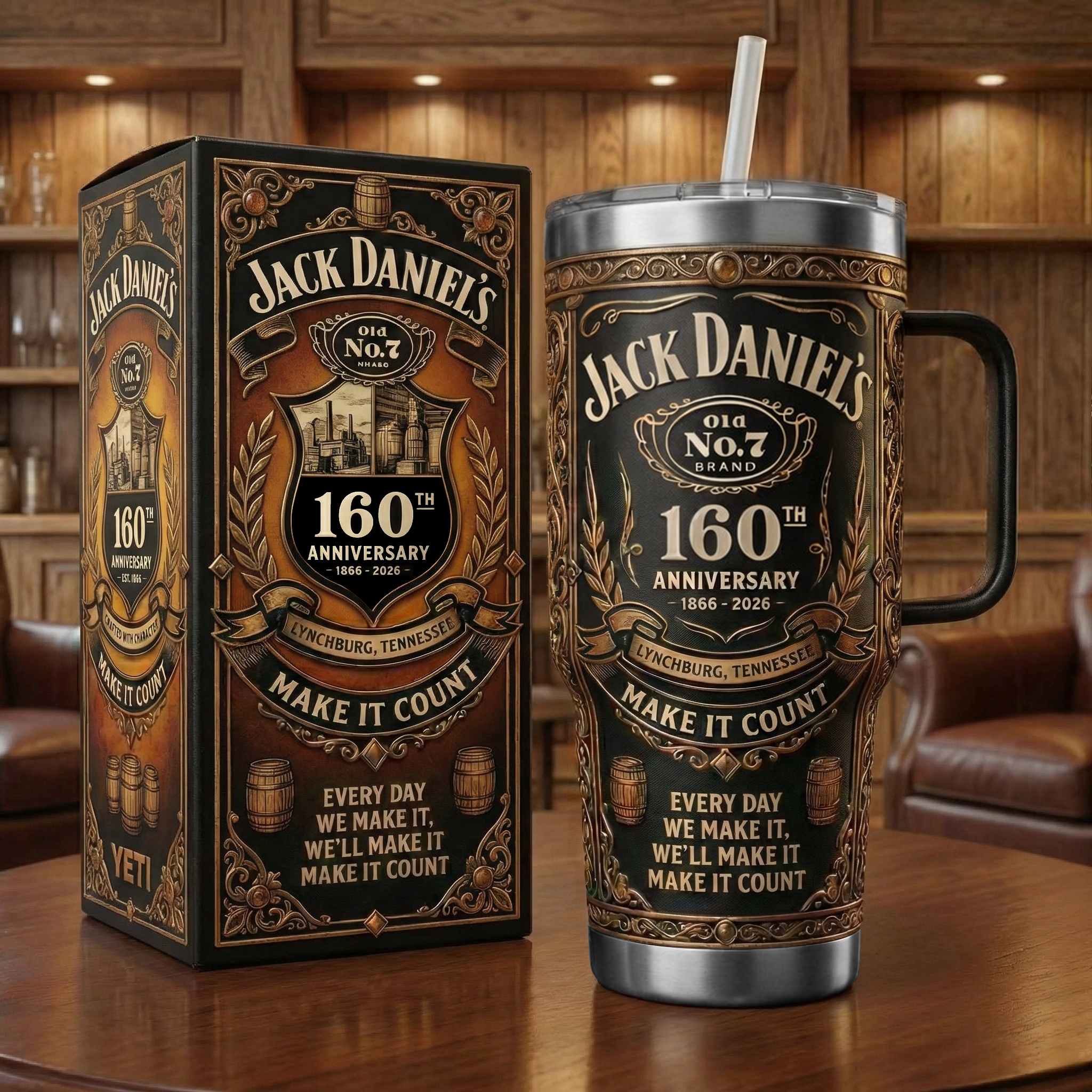 Jack Daniel's 160TH Anniversary Custom Stanley Cup 40 oz 30 oz Tumbler With Handle