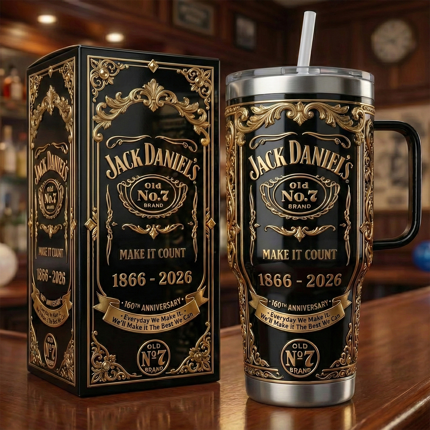 Jack Daniel's 160TH Anniversary Custom Stanley Cup 40 oz 30 oz Tumbler With Handle