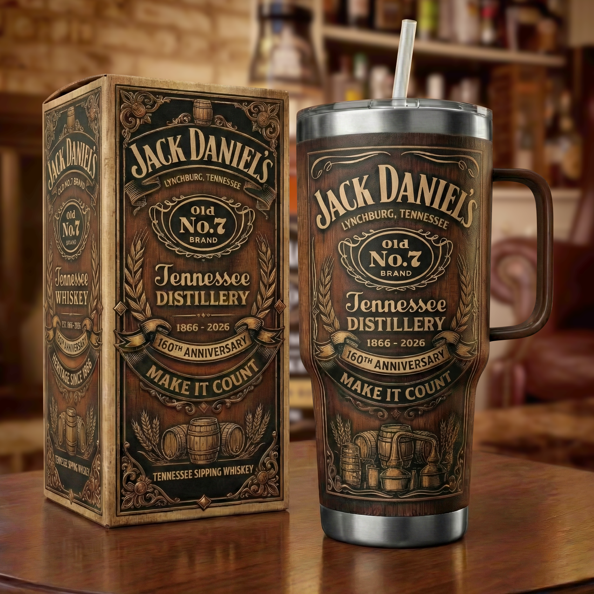 Jack Daniel's 160TH Anniversary Custom Stanley Cup 40 oz 30 oz Tumbler With Handle