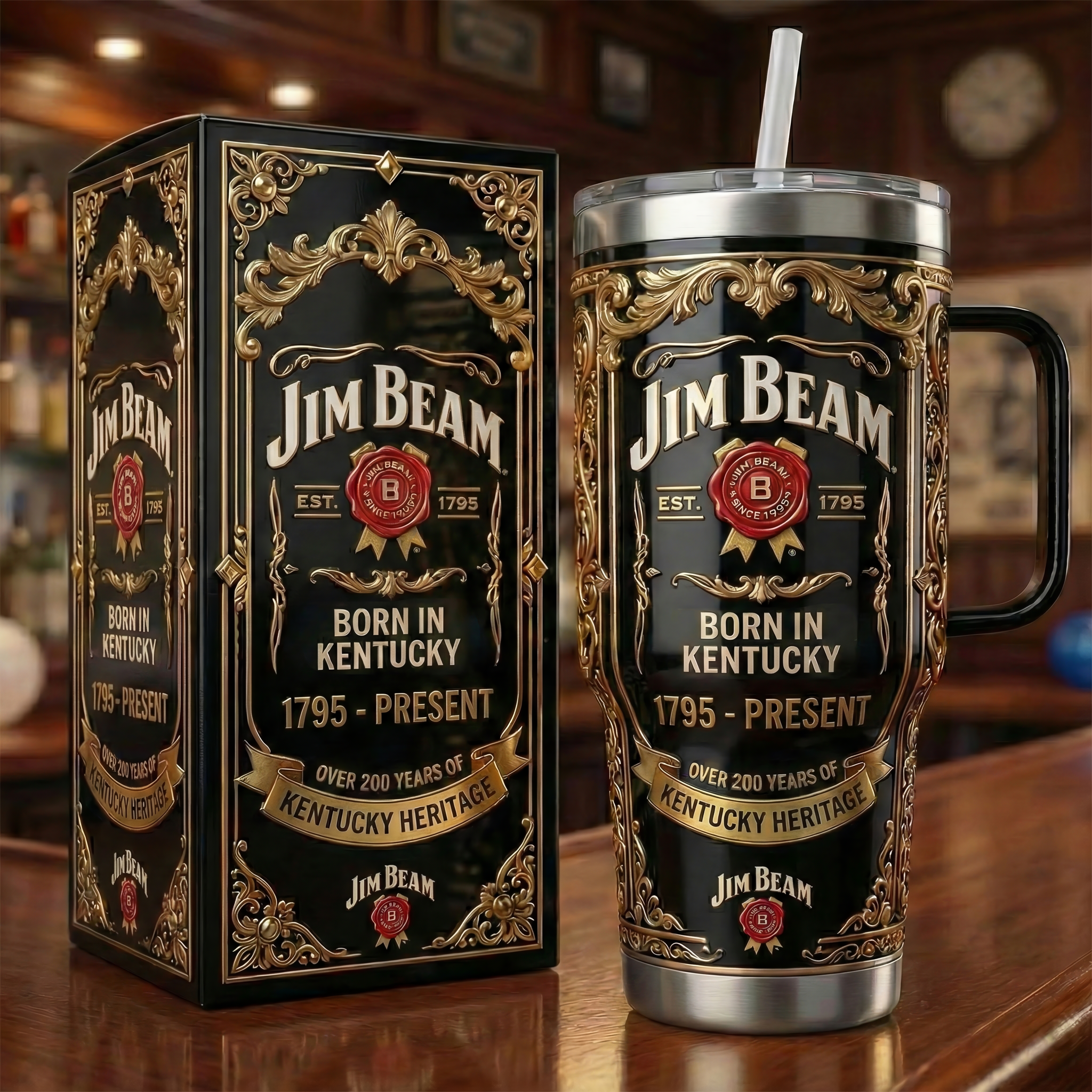 Jim Beam EST. 1795 Custom Stanley Cup 40 oz 30 oz Tumbler With Handle