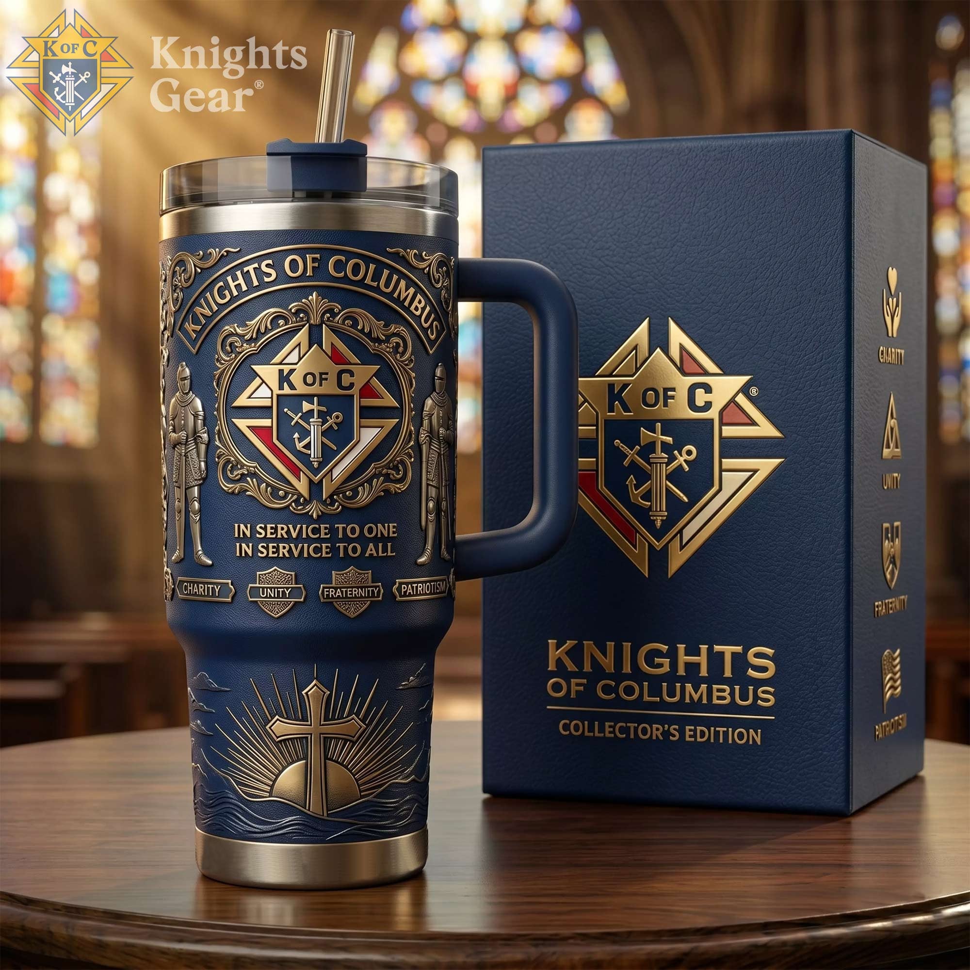 Knights of Columbus Catholic Fraternal Organization Custom Stanley Cup 40 oz 30 oz Tumbler With Handle