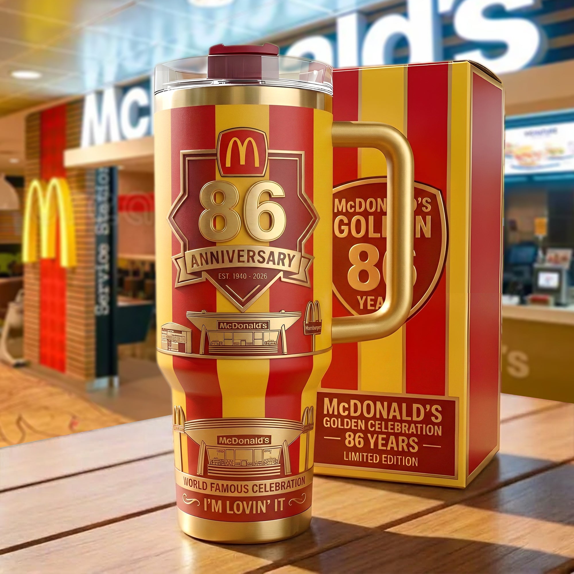 McDonald's 86TH Anniversary Custom Stanley Cup 40 oz 30 oz Tumbler With Handle