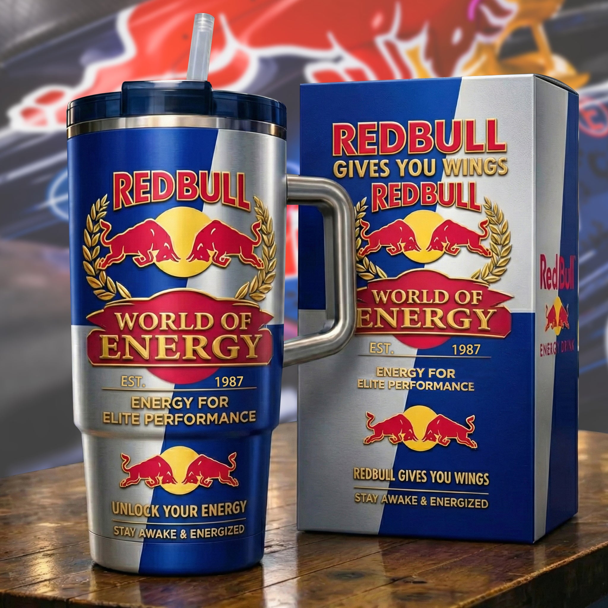 Red Bull EST. 1987 Custom Stanley Cup 40 oz 30 oz Tumbler With Handle
