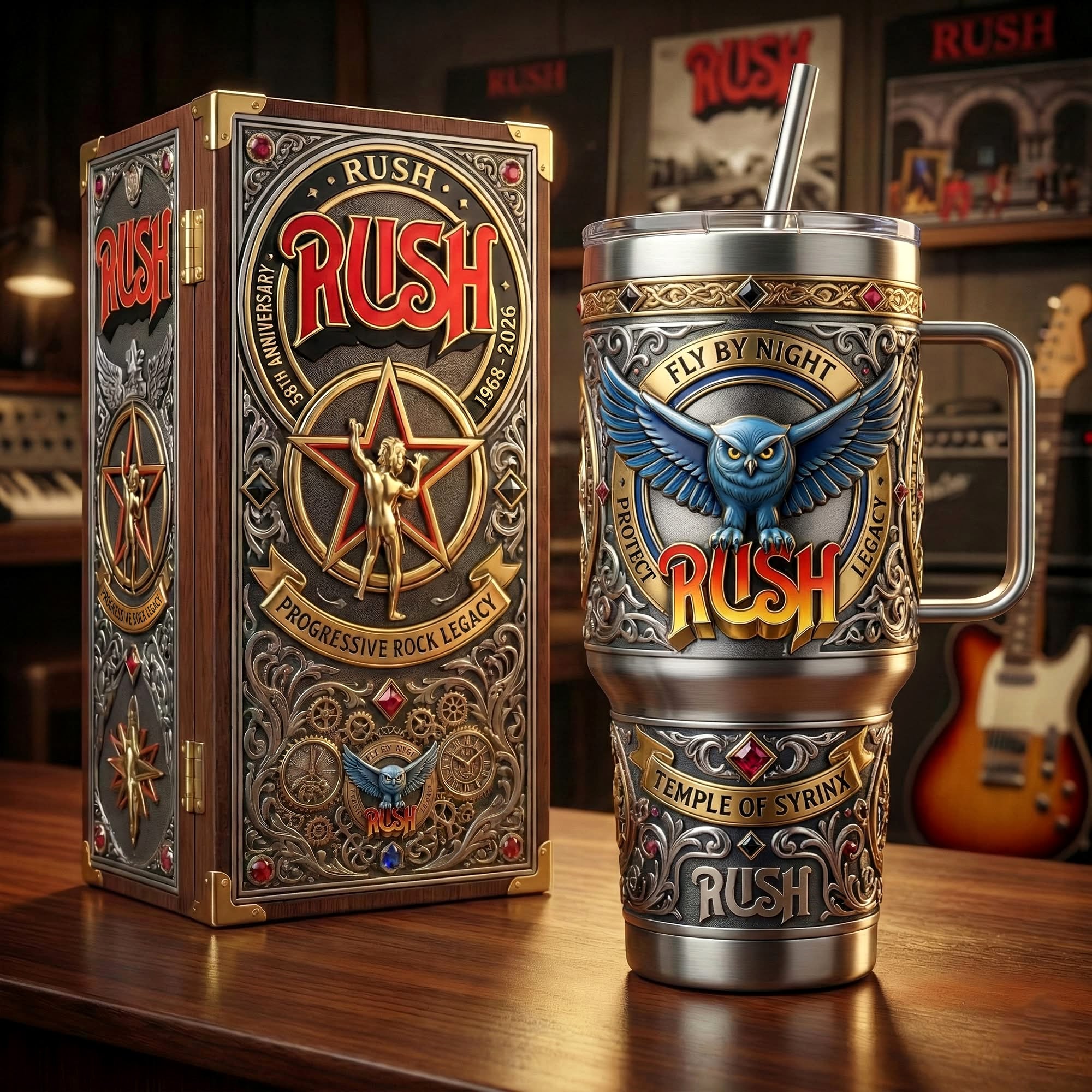 Rush Band - Fly By Night Custom Stanley Cup 40 oz 30 oz Tumbler With Handle
