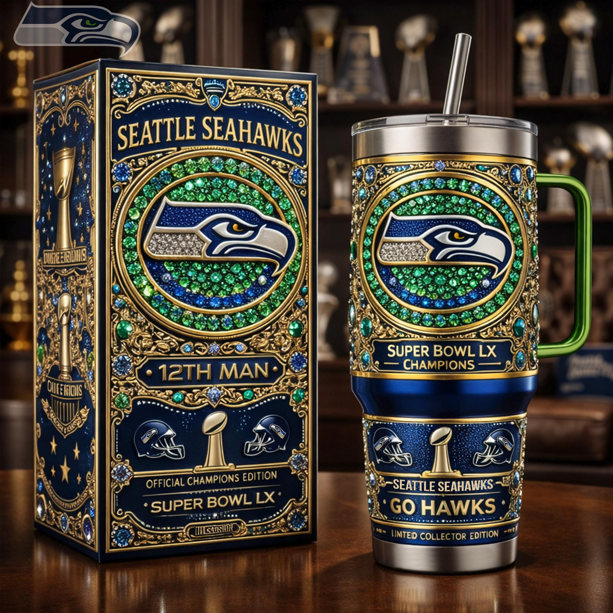 Seattle Seahawks NFL Custom Stanley Cup 40 oz 30 oz Tumbler With Handle