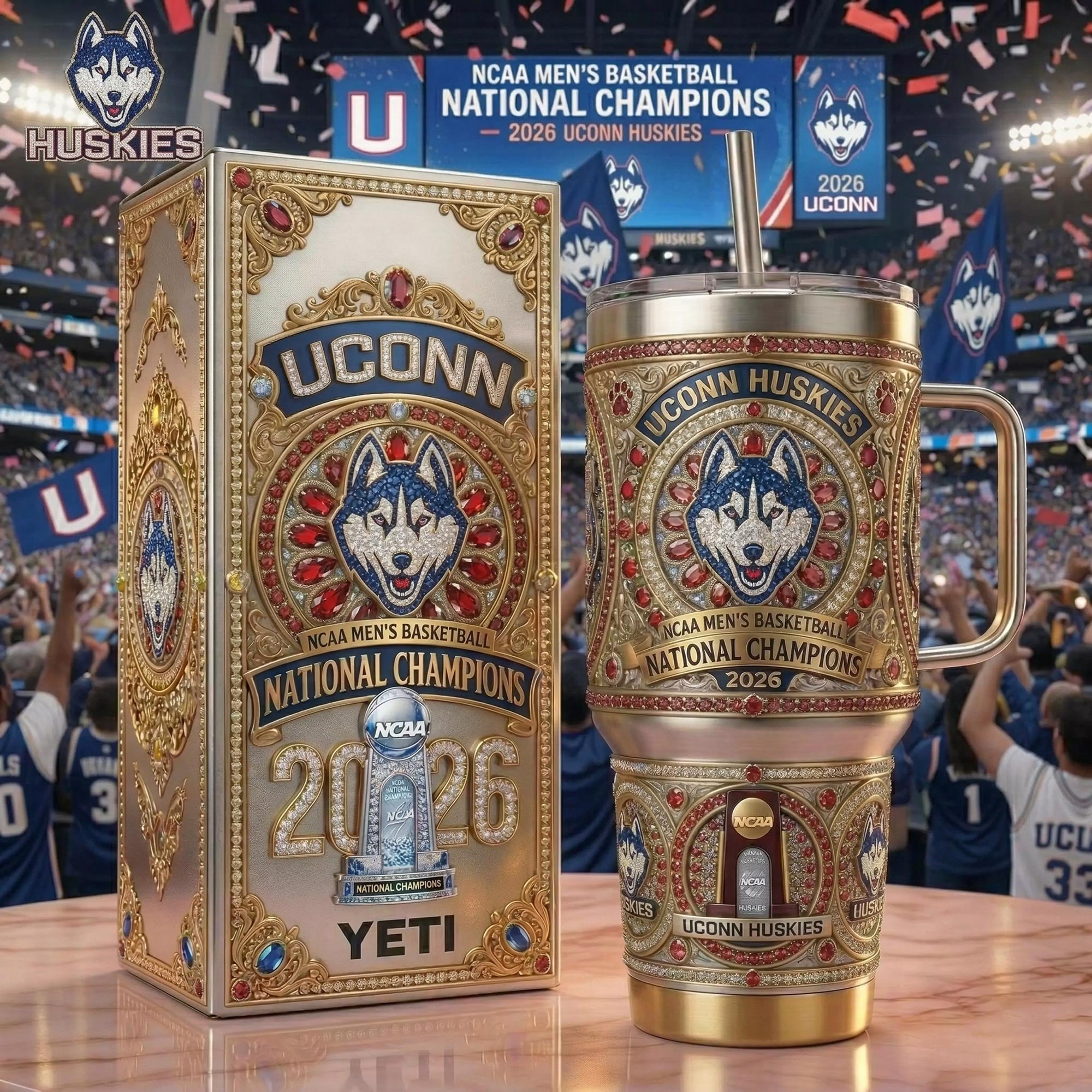 UConn Huskies NCAA Custom Stanley Cup 40 oz 30 oz Tumbler With Handle