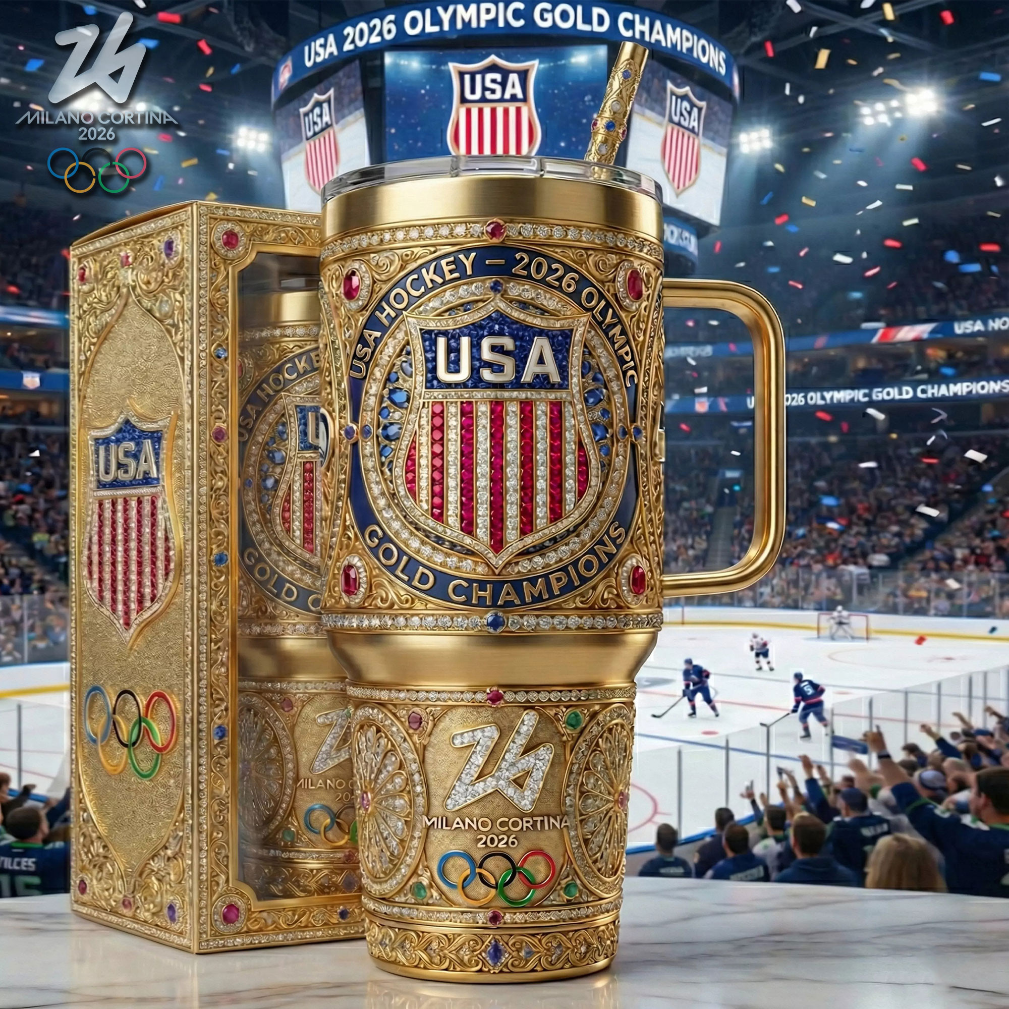 USA Hockey 2026 Olympic Sports Custom Stanley Cup 40 oz 30 oz Tumbler With Handle