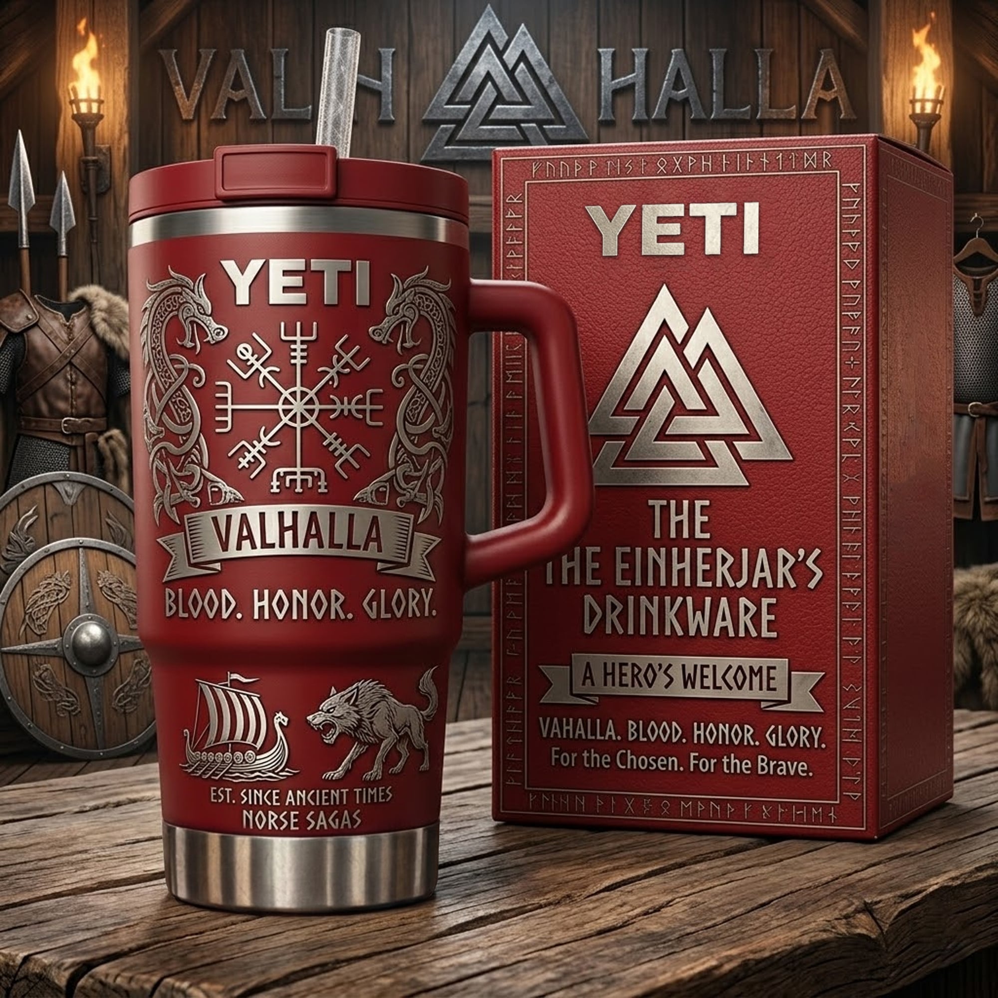 Valknut â€“ Valhalla Vikings Custom Stanley Cup 40 oz 30 oz Tumbler With Handle