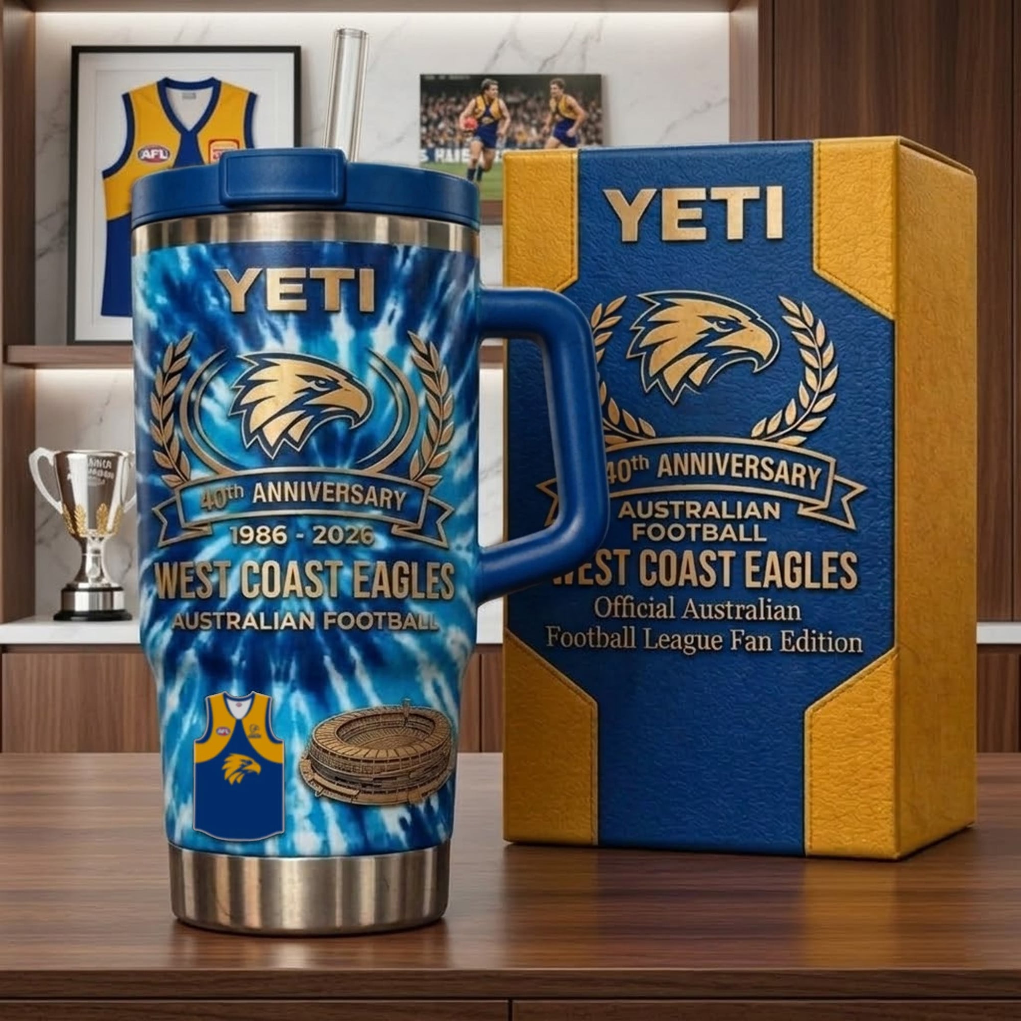 West Coast Eagles AFL Custom Stanley Cup 40 oz 30 oz Tumbler With Handle