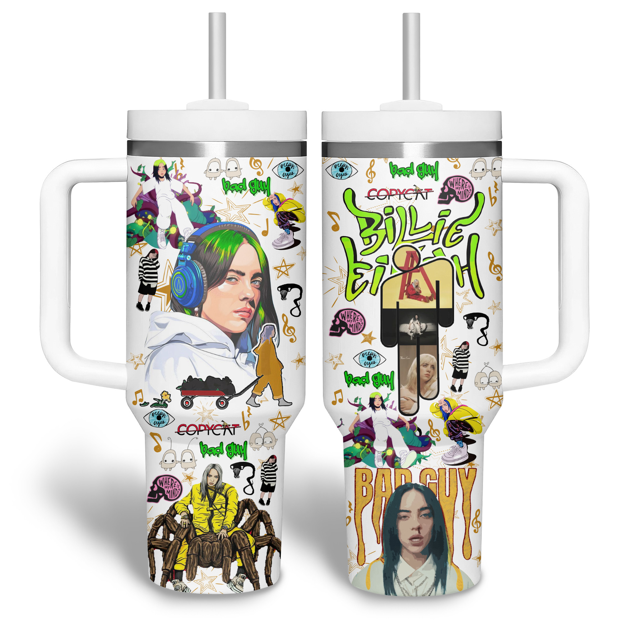 Billie Eilish Music Custom Stanley Cup 40 oz 30 oz Tumbler With Handle