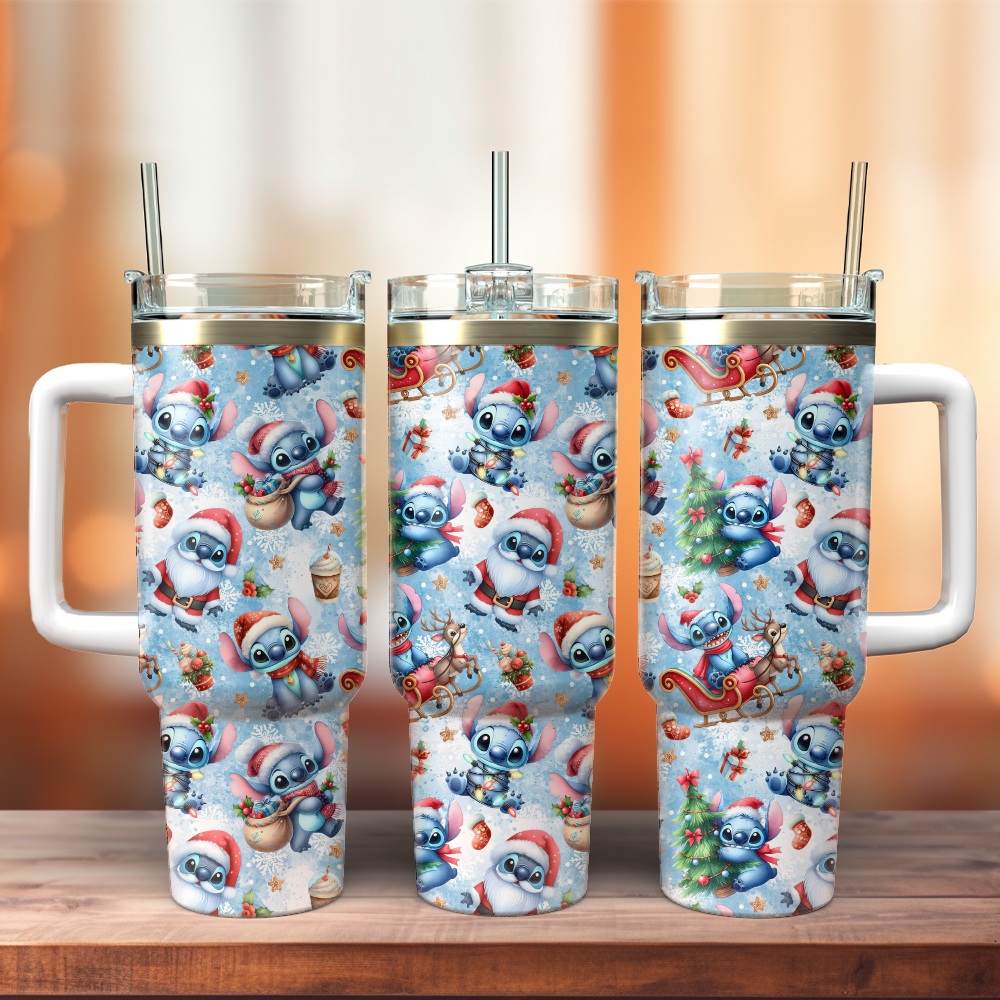 Stitch Cartoon Christmas Custom Stanley Cup 40 oz 30 oz Tumbler With Handle