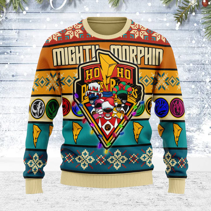 Merry Christmas HoHo Power Rangers MM Unisex Wool Sweater - Stormmerch Exclusive