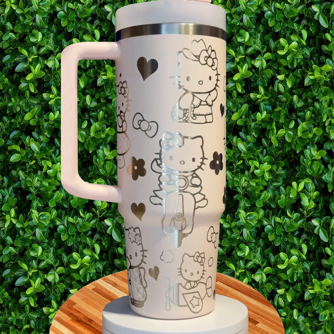 Adorable Hello Kitty Cartoon Custom Stanley Cup 40 oz 30 oz Tumbler With Handle