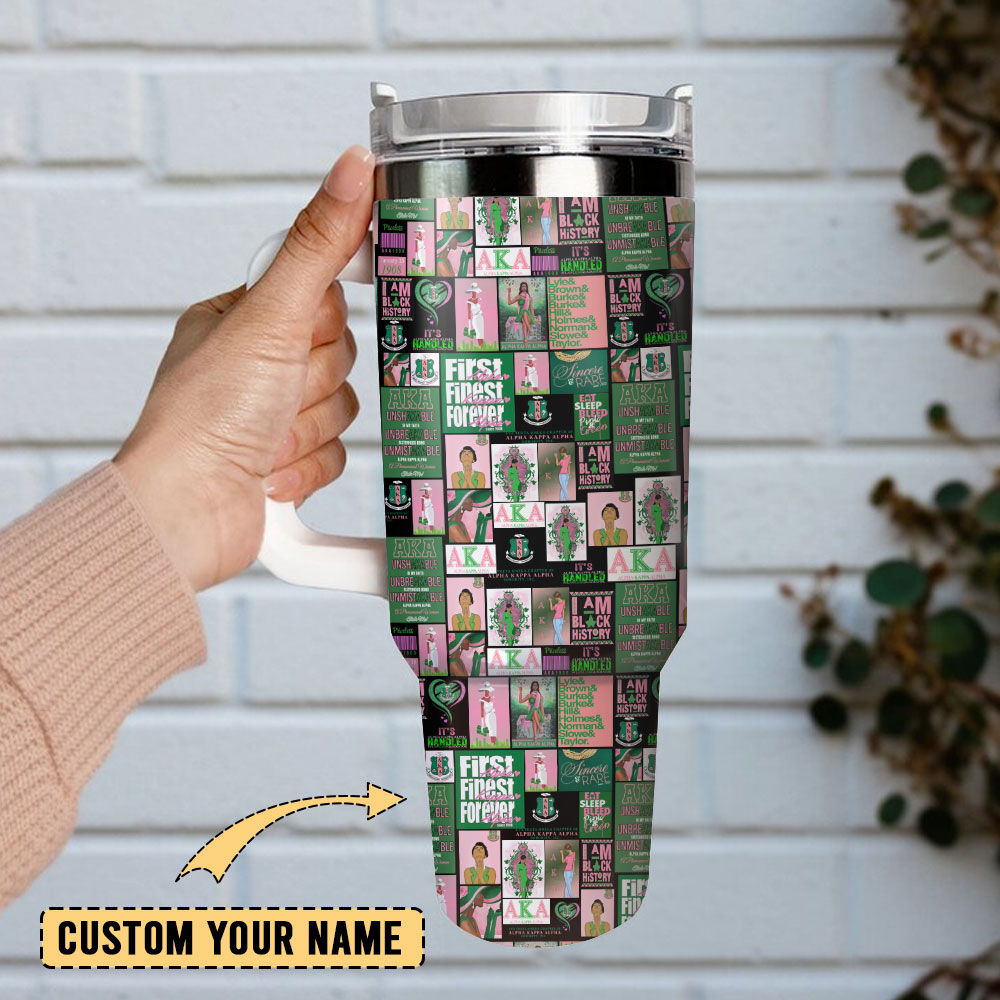 AKA First and Finest Custom Stanley Cup 40 oz 30 oz Tumbler With Handle