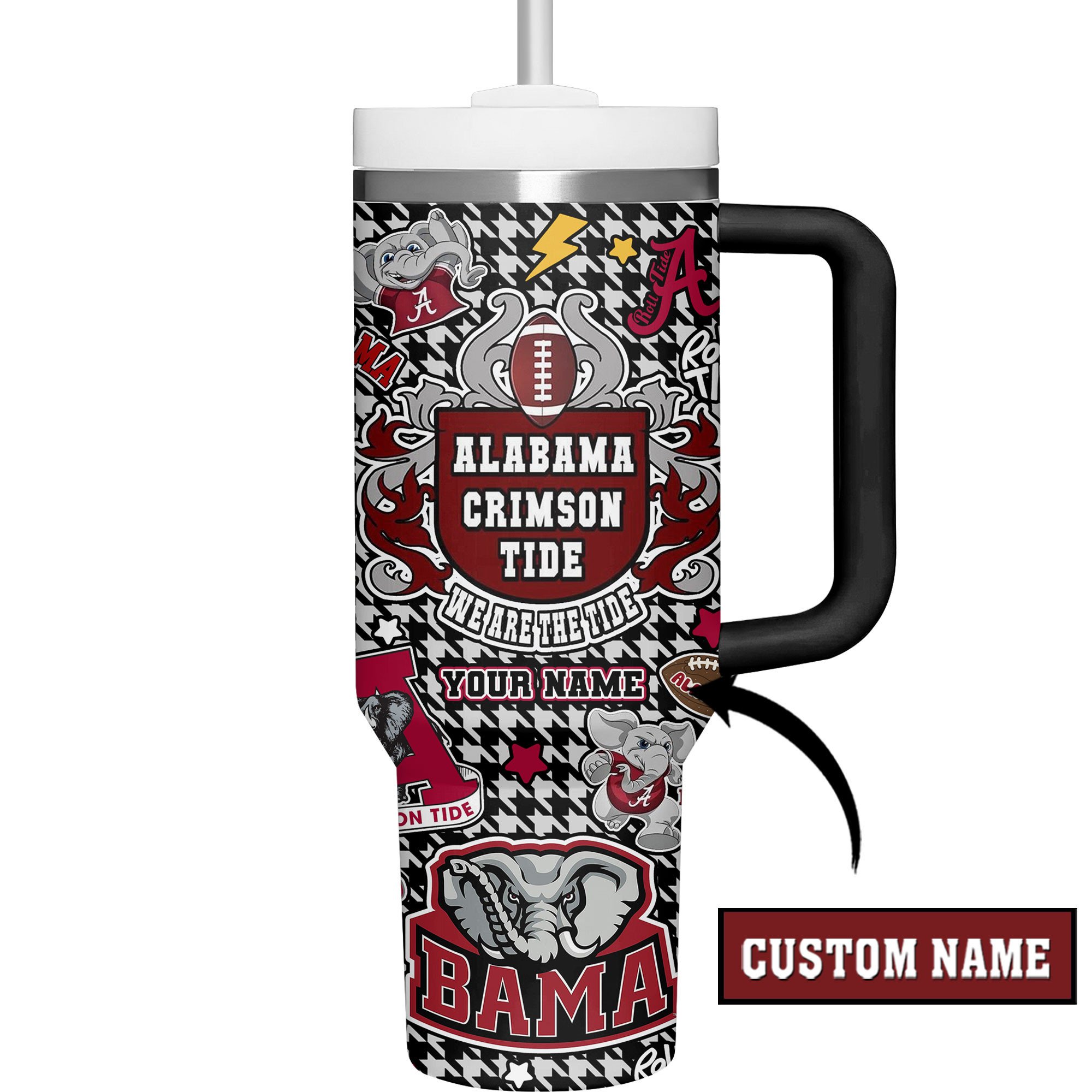 Alabama Crimson Tide NCAA Custom Stanley Cup 40 oz 30 oz Tumbler With Handle