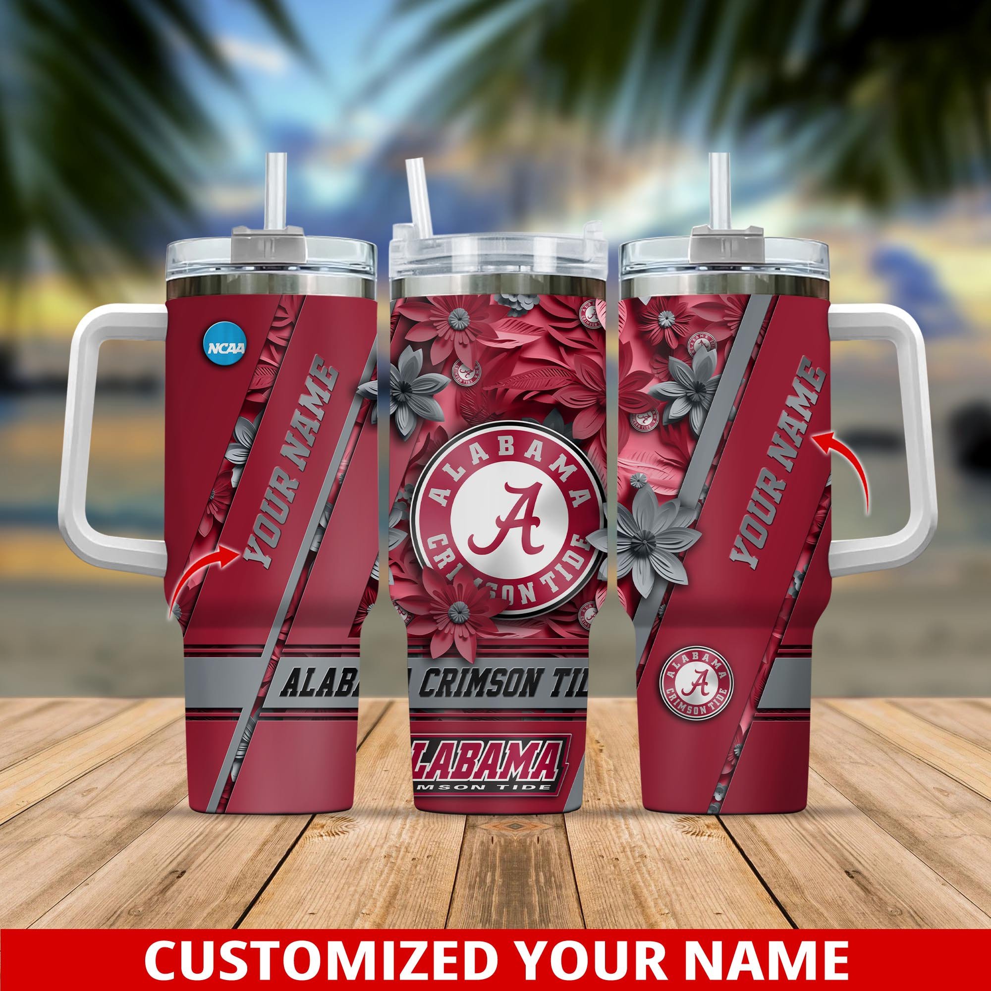 Alabama Crimson Tide NCAA Custom Stanley Cup 40 oz 30 oz Tumbler With Handle