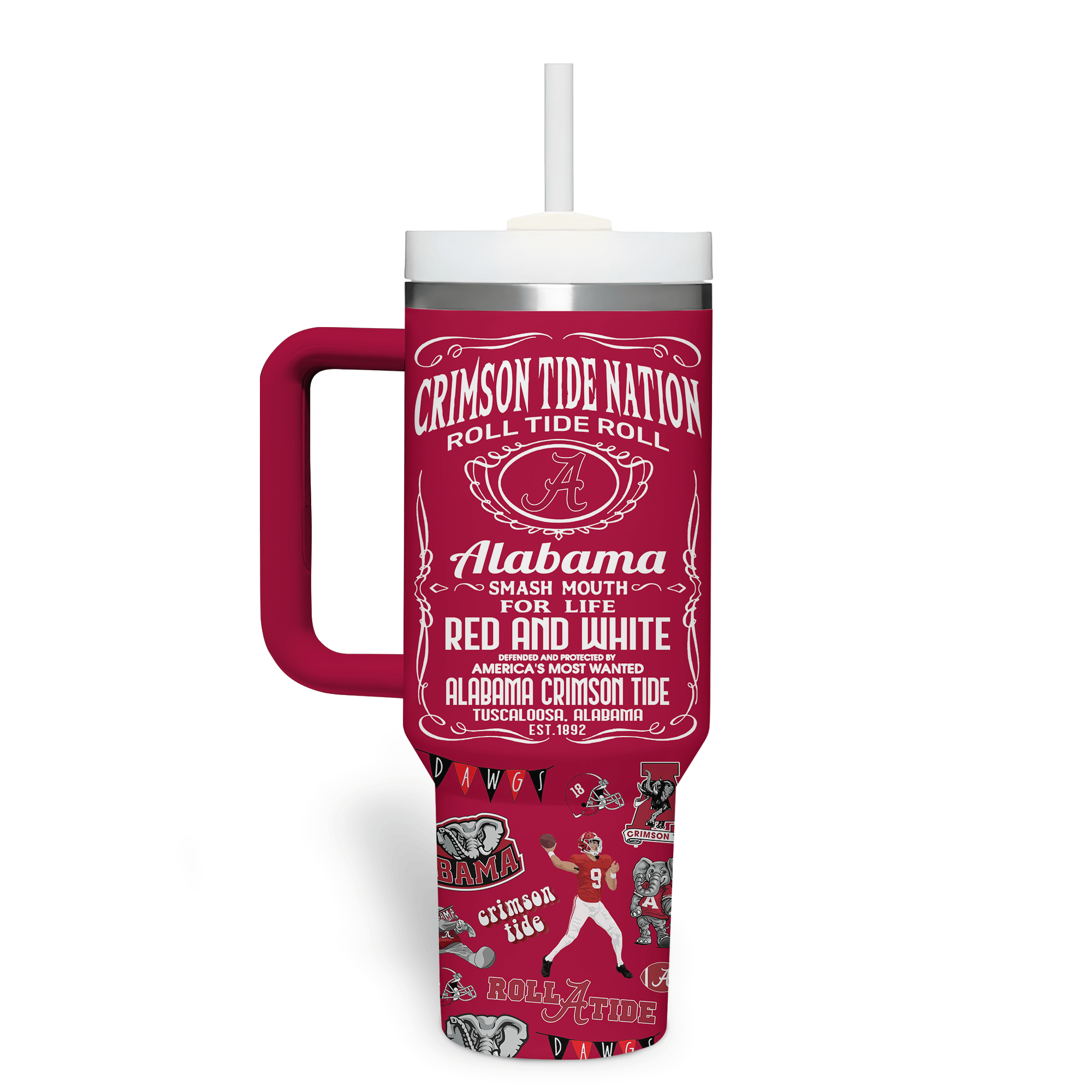 Alabama Crimson Tide NCAA Sports Custom Stanley Cup 40 oz 30 oz Tumbler With Handle