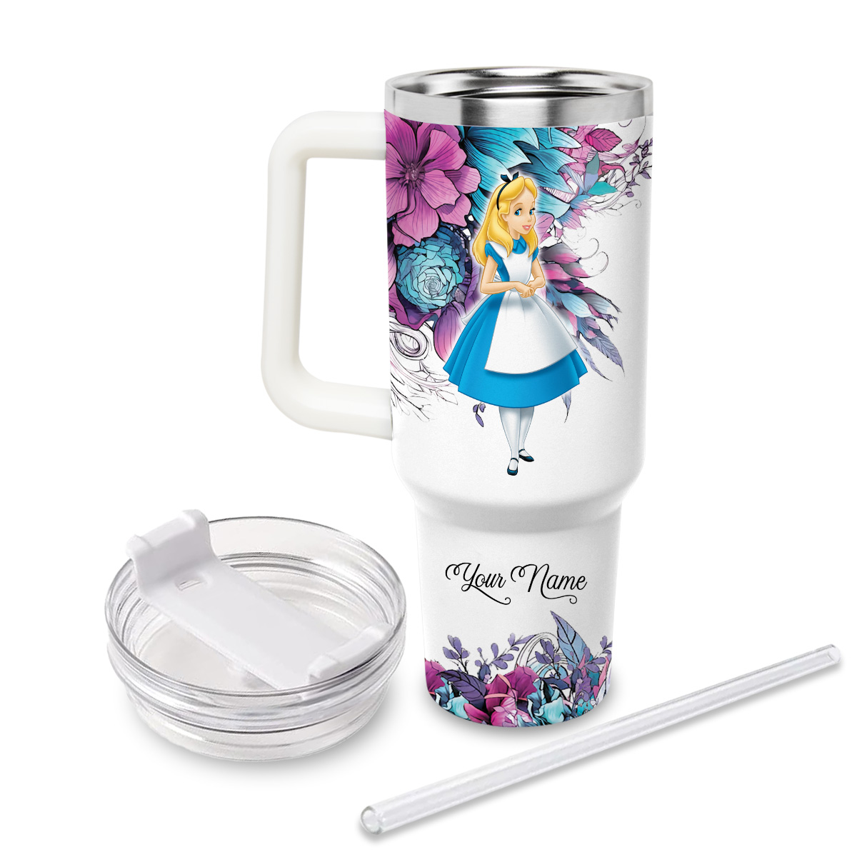 Alice Alice In Wonderland Cartoon Custom Stanley Cup 40 oz 30 oz Tumbler With Handle