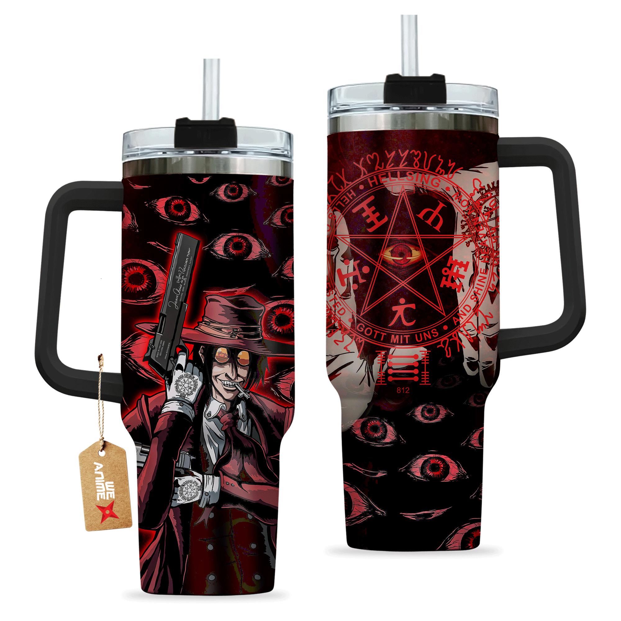 Alucard Hellsing Anime Custom Stanley Cup 40 oz 30 oz Tumbler With Handle