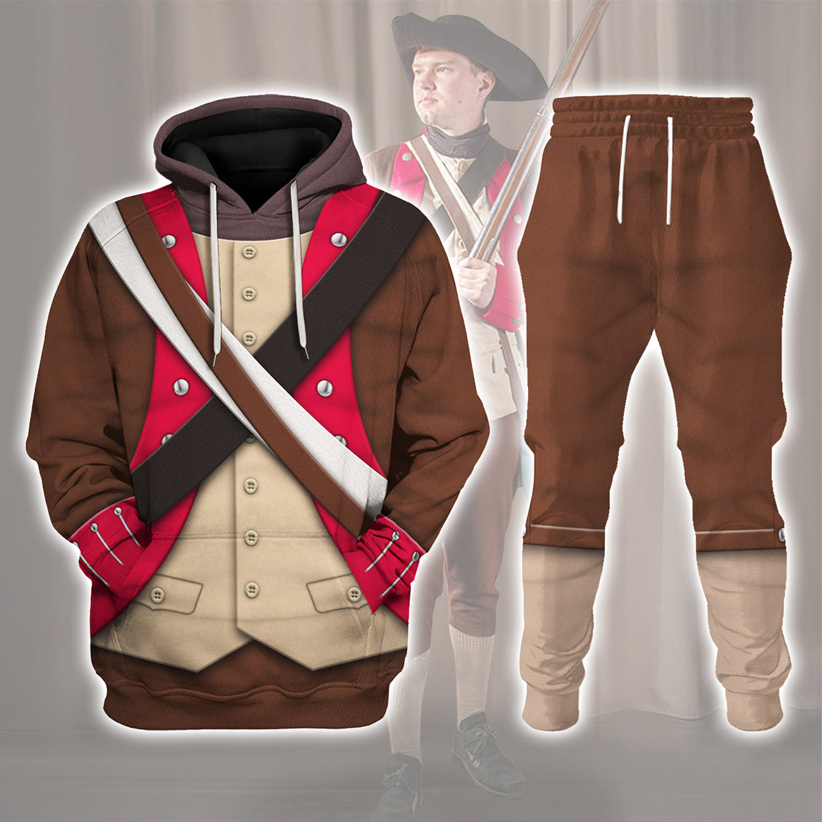 American Infantry-6th Continental Regiment-1776-1783 Uniform All Over Print Hoodie Sweatshirt T-Shirt Tracksuit - Stormmerch Exclusive