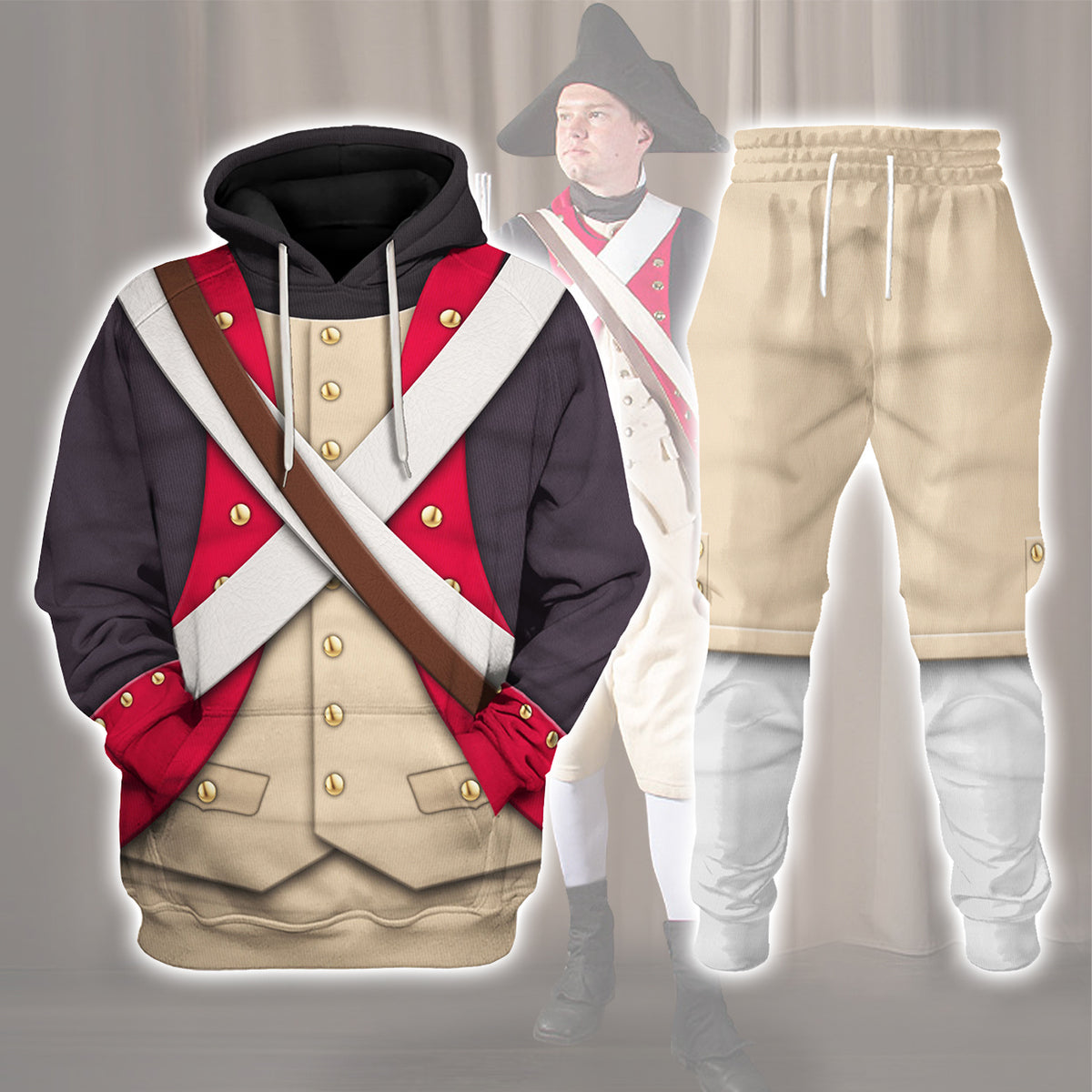 American Infantry-8th Continental Regiment-1783 Uniform All Over Print Hoodie Sweatshirt T-Shirt Tracksuit - Stormmerch Exclusive