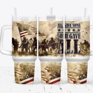American Military with Flag Custom Stanley Cup 40 oz 30 oz Tumbler With Handle