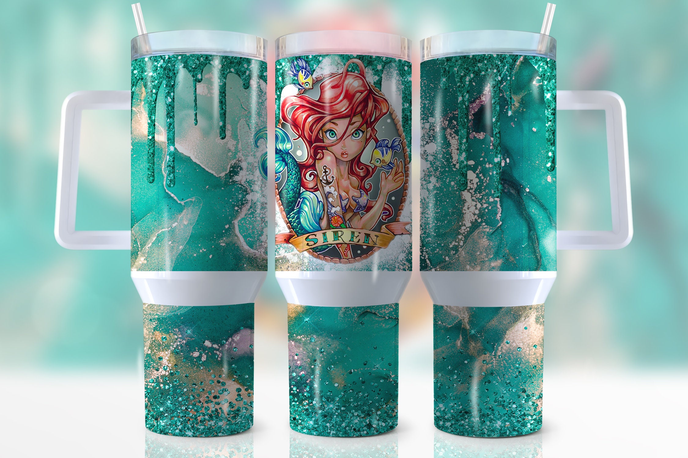 Ariel The Little Mermaid Disney Cartoon Custom Stanley Cup 40 oz 30 oz Tumbler With Handle
