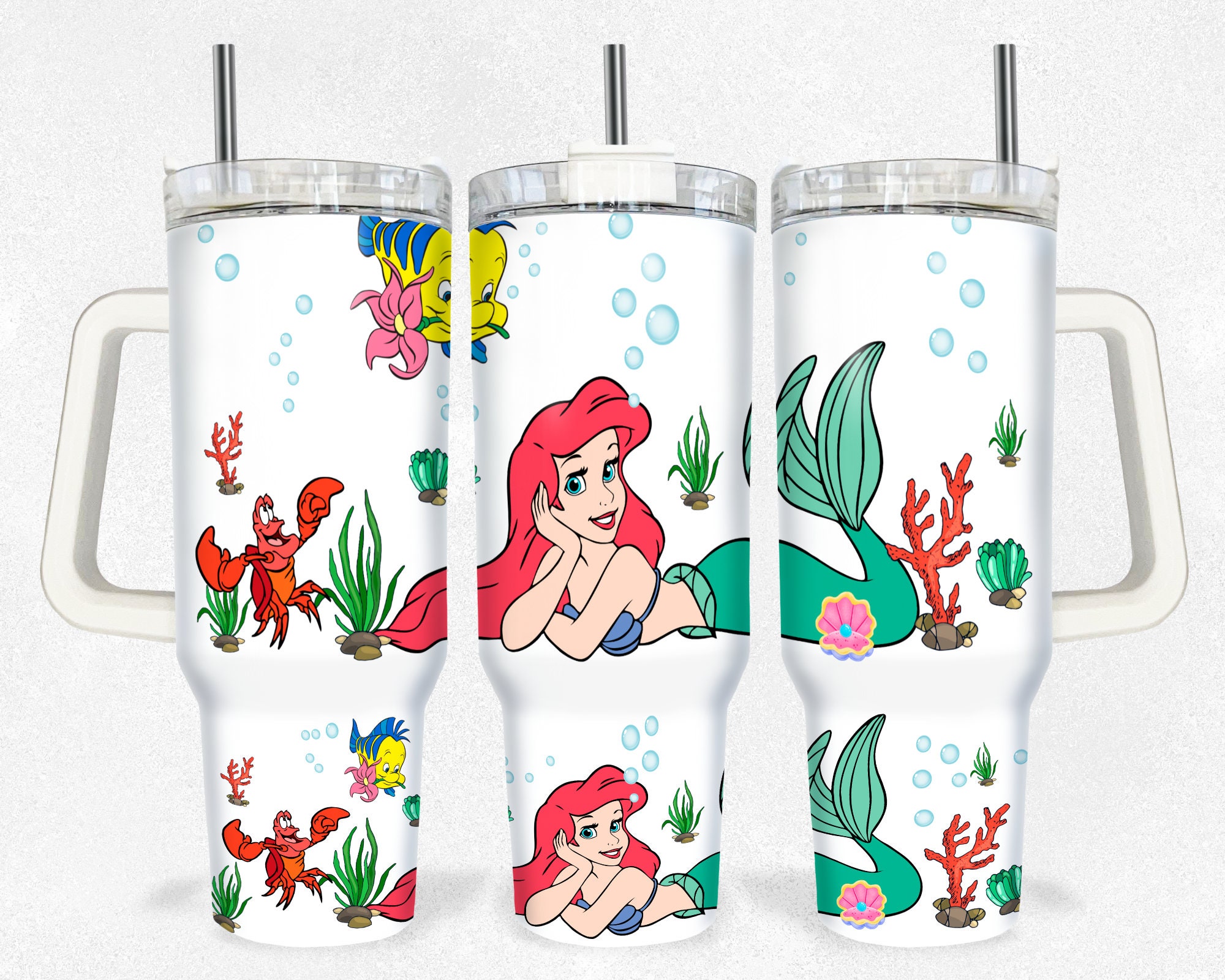 Ariel The Little Mermaid Disney Princess Cartoon Custom Stanley Cup 40 oz 30 oz Tumbler With Handle