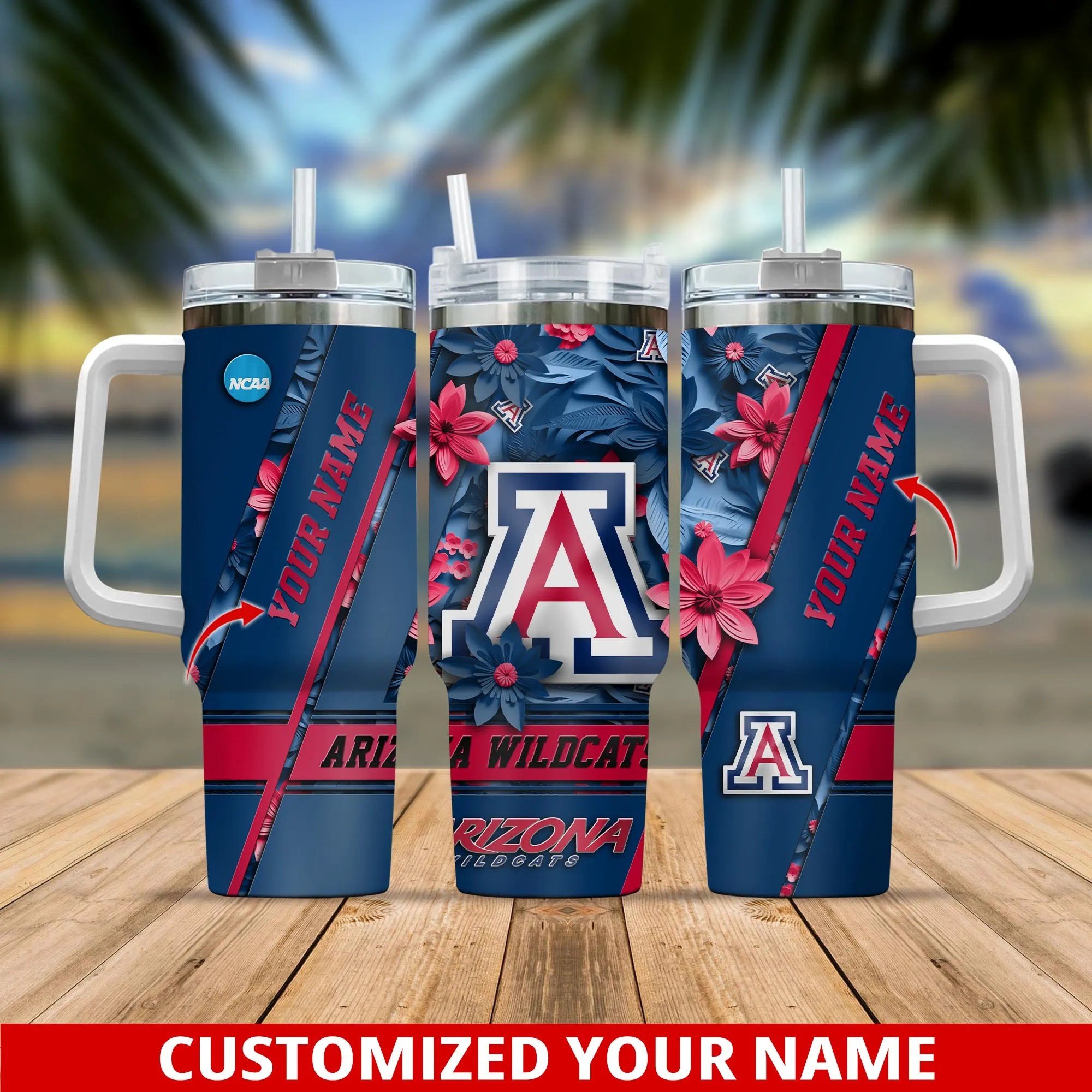 Arizona Wildcats NCAA Custom Stanley Cup 40 oz 30 oz Tumbler With Handle