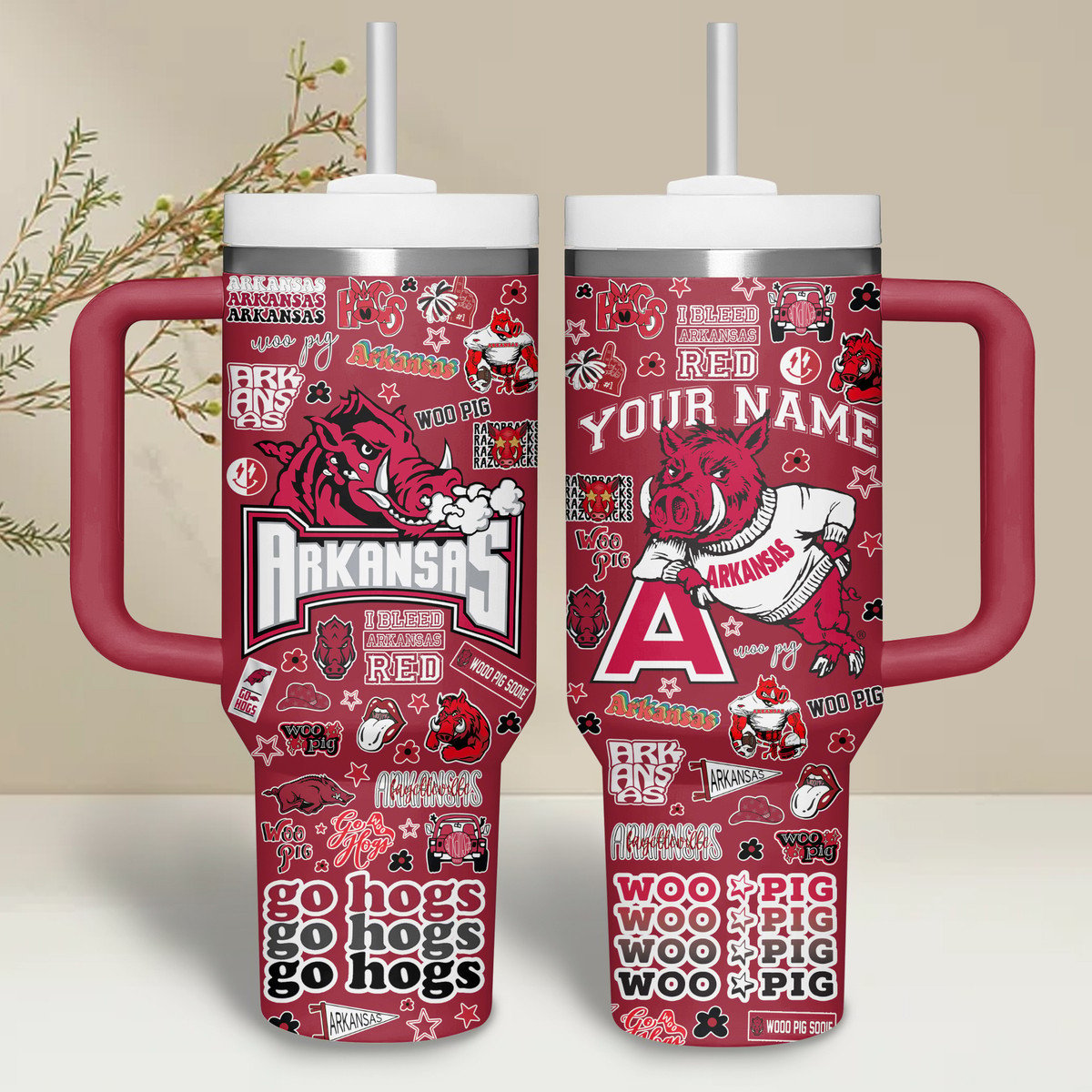 Arkansas Razorbacks NCAA Custom Stanley Cup 40 oz 30 oz Tumbler With Handle