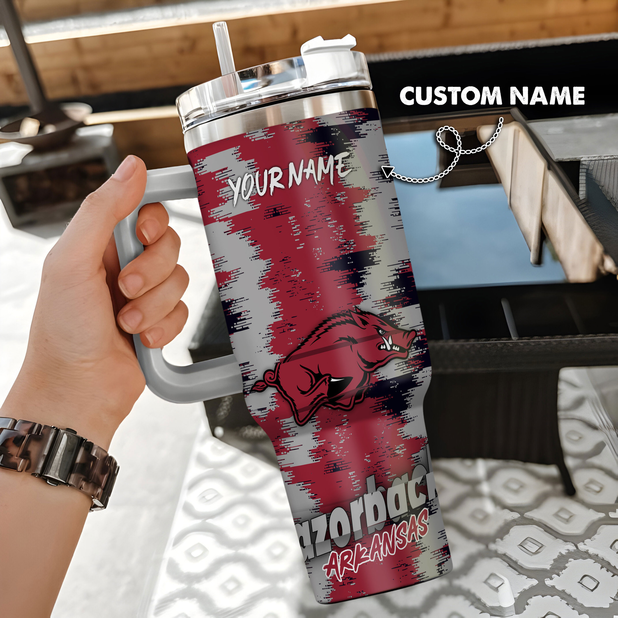 Arkansas Razorbacks NCAA Custom Stanley Cup 40 oz 30 oz Tumbler With Handle