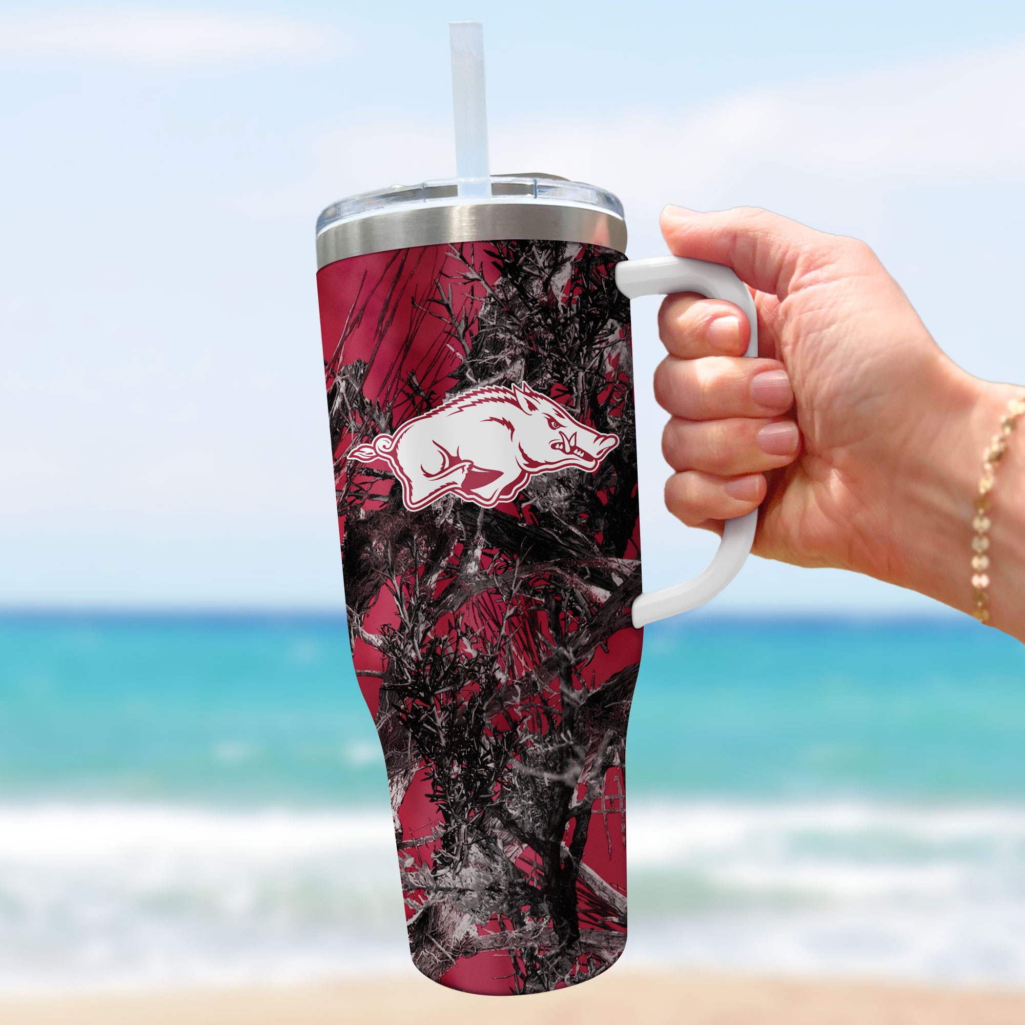 Arkansas Razorbacks NCAA Hunting Custom Stanley Cup 40 oz 30 oz Tumbler With Handle