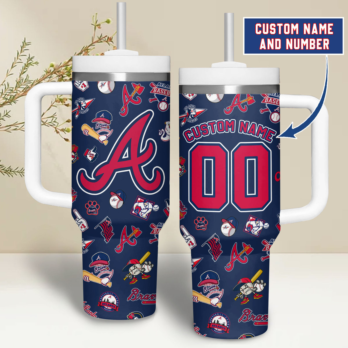 Atlanta Braves MLB Custom Stanley Cup 40 oz 30 oz Tumbler With Handle