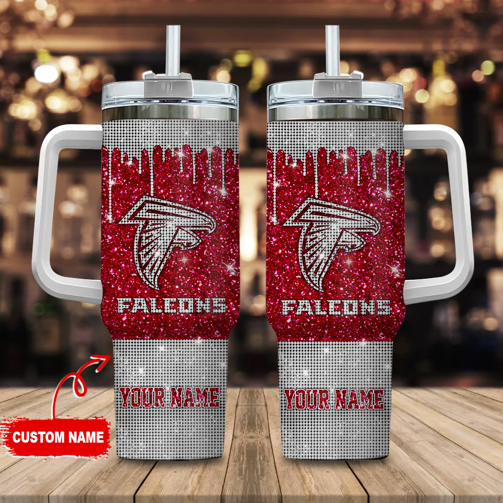 Atlanta Falcons NFL Glitter Custom Stanley Cup 40 oz 30 oz Tumbler With Handle